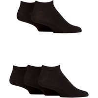 Mens Pair SOCKSHOP Bamboo Striped and Plain Trainer Socks Black – Mens