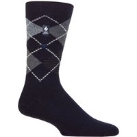 Mens Pair SOCKSHOP Heat Holders . TOG Ultralite Striped, Argyle and Patterned Socks Wicklam Argyle Navy Blue –