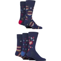 Mens Pair Jeff Banks Striped and Patterned Bamboo and Cotton Blend Socks Pattern Navy Cherry –