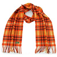 Glencroft – % Cashmere Plaid Scarf in Rustic Orange, Black and Yellow