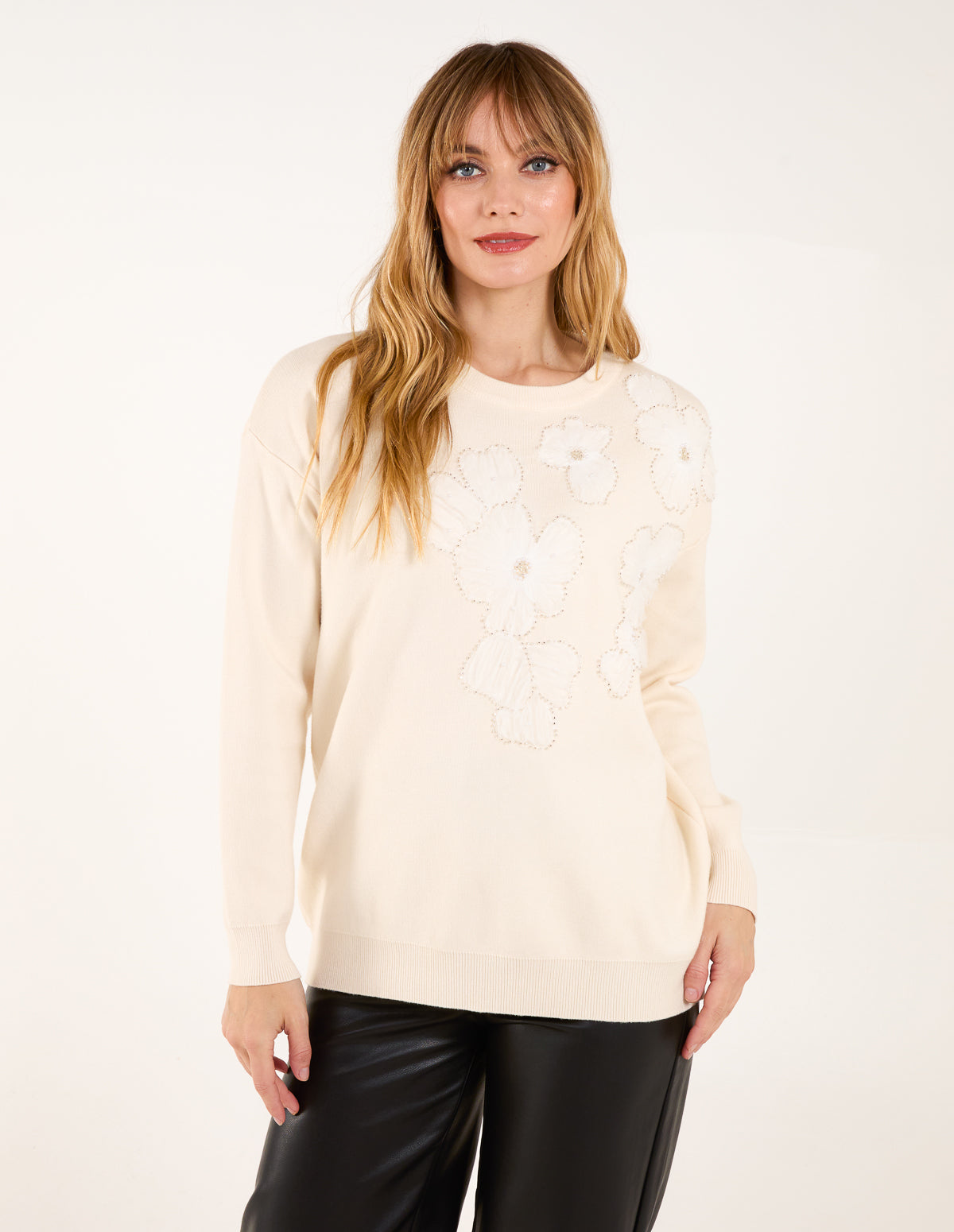 Flower Diamante Jumper – ONE CREAM