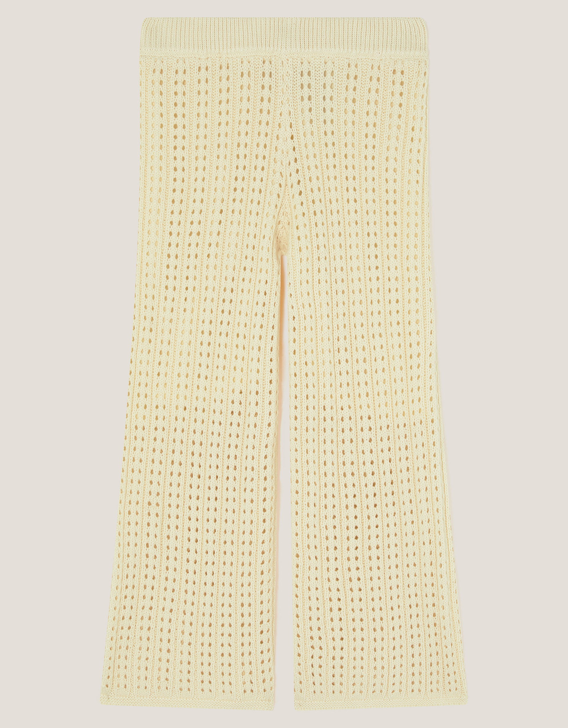 Embroidered Crochet Knit Trousers Ivory Embroidered Crochet Knit Trousers Ivory