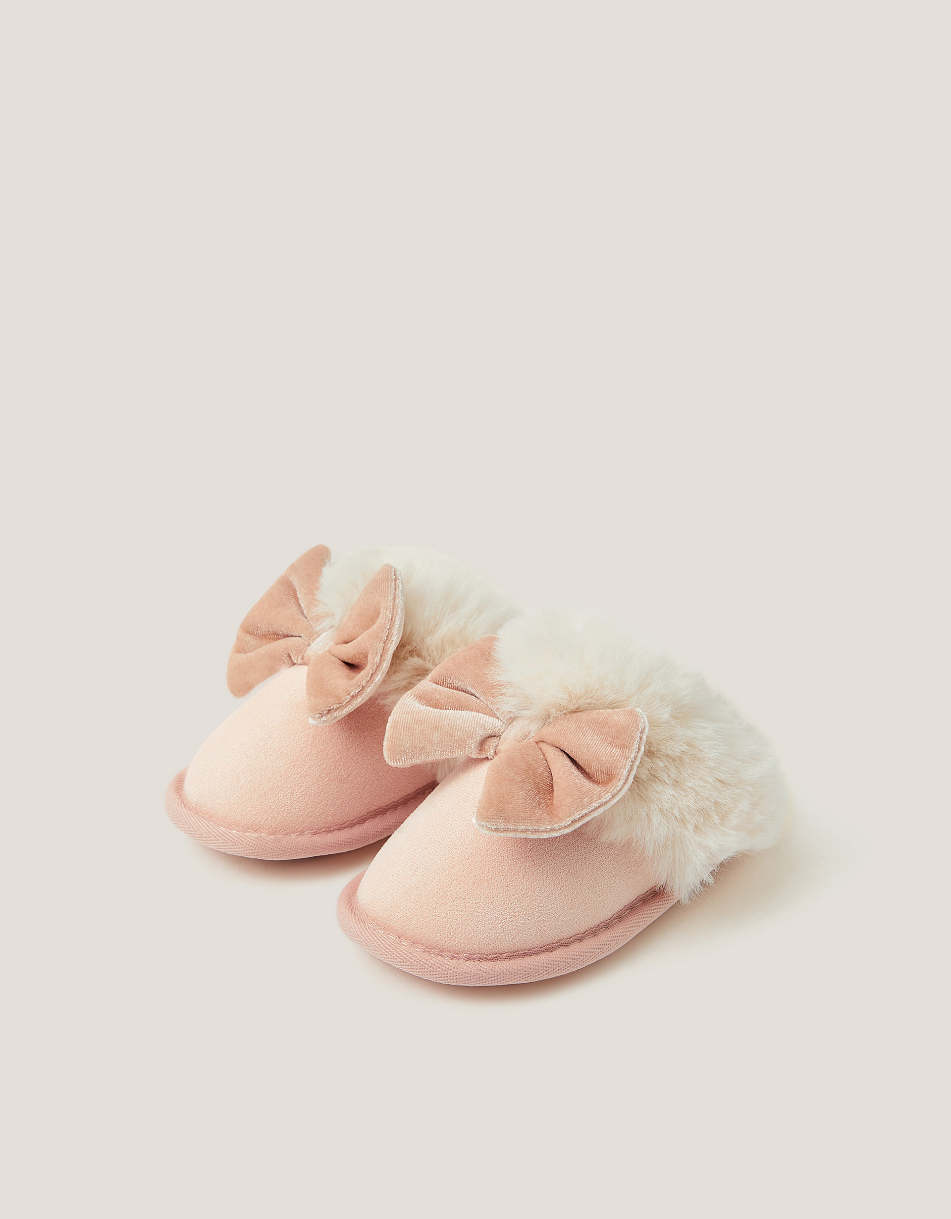 Velvet Bow Slippers Pink Velvet Bow Slippers Pink