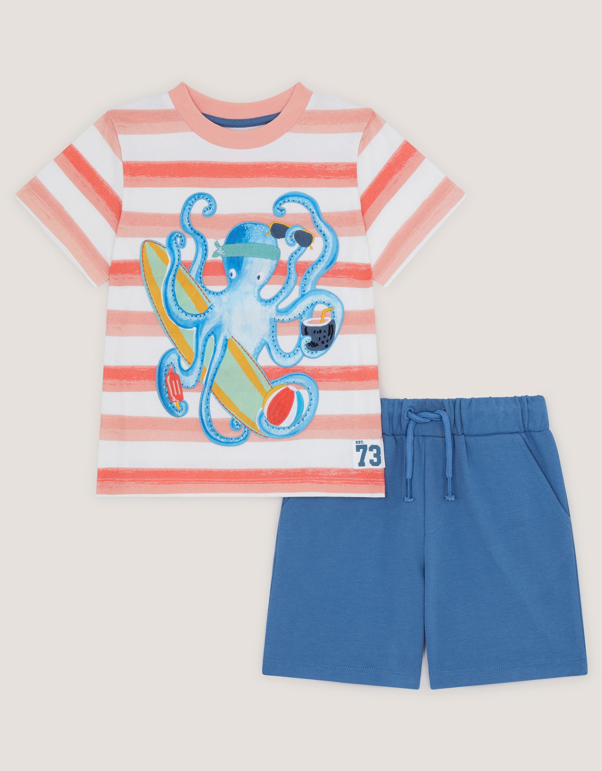Octopus Shirt & Jersey Shorts Set Orange