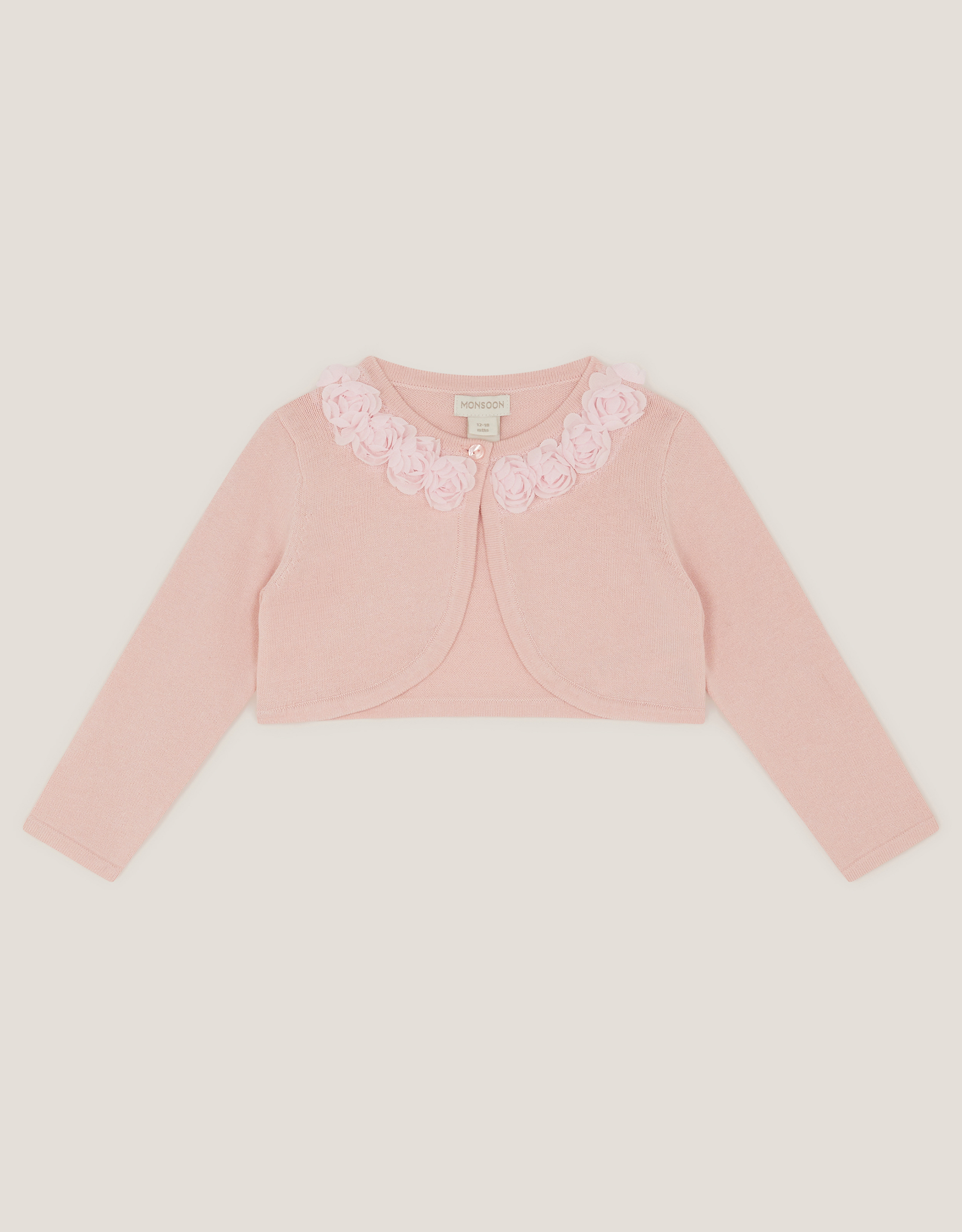 Baby Ottilie Appliqué Rose Cardigan Pink Baby Ottilie Appliqué Rose Cardigan Pink