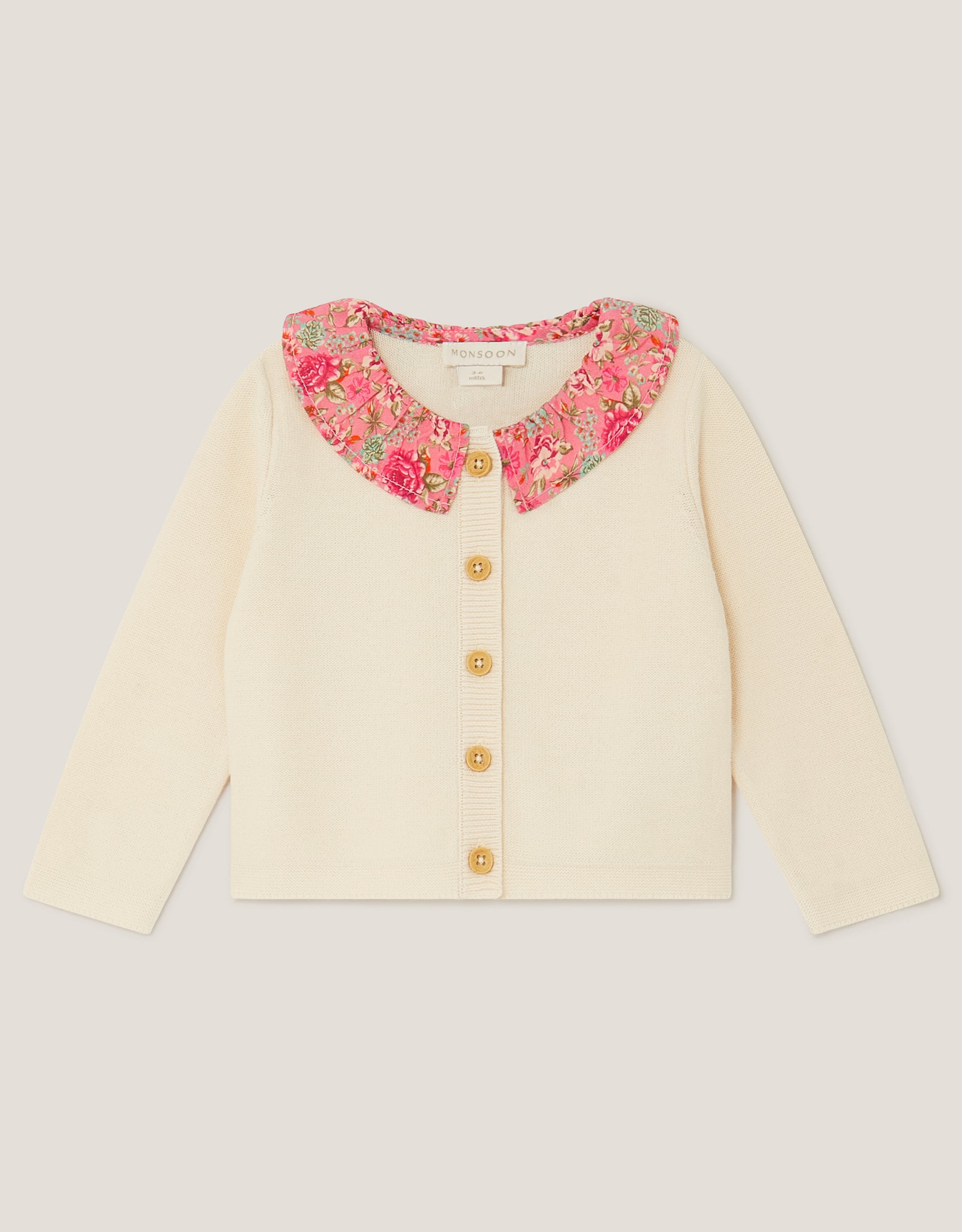 Newborn Floral Collar Cardigan Ivory Newborn Floral Collar Cardigan Ivory