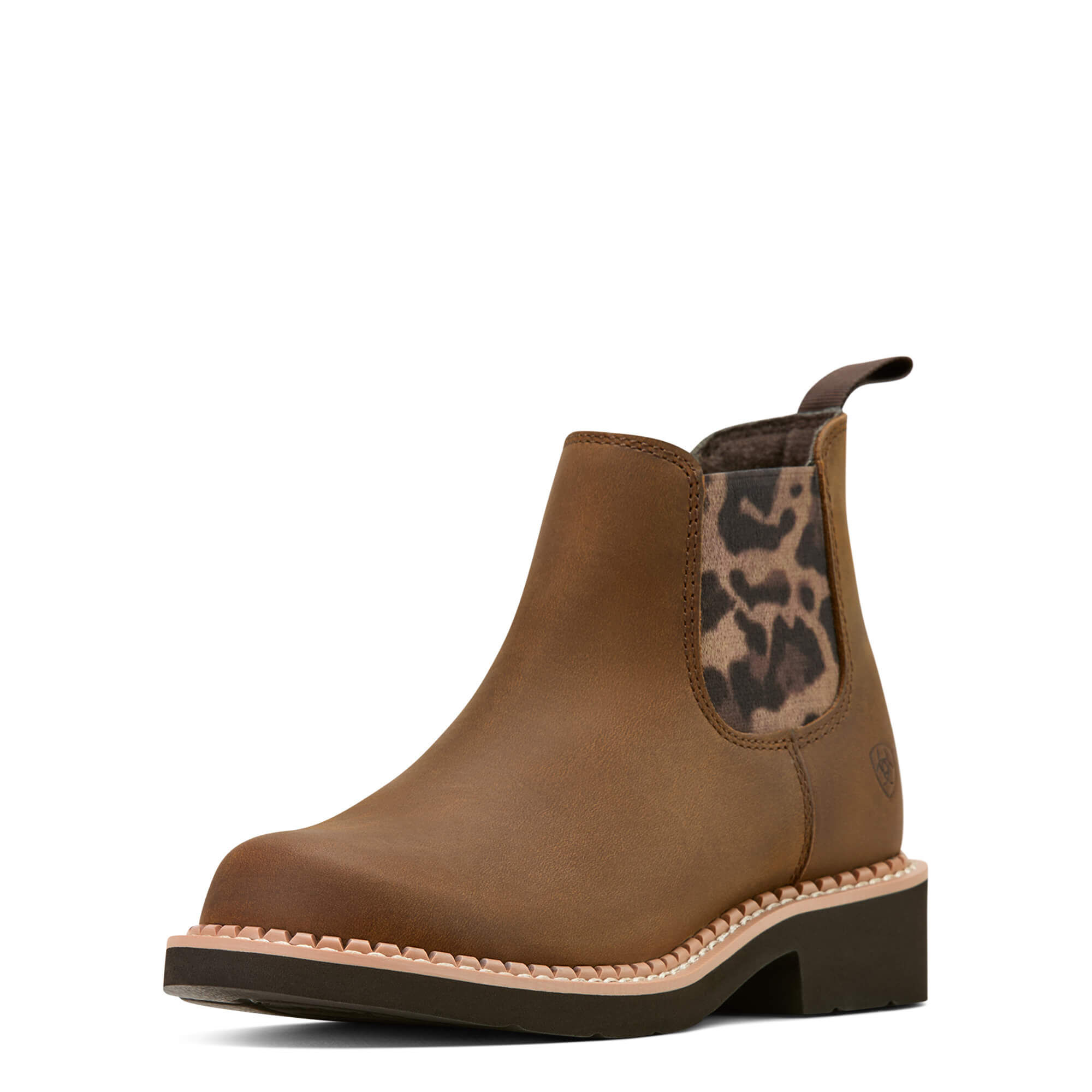 Kid’s Fatbaby Chelsea Western Boots in Distressed Brown Leopard Gore, B Medium Width, Size , by Ariat