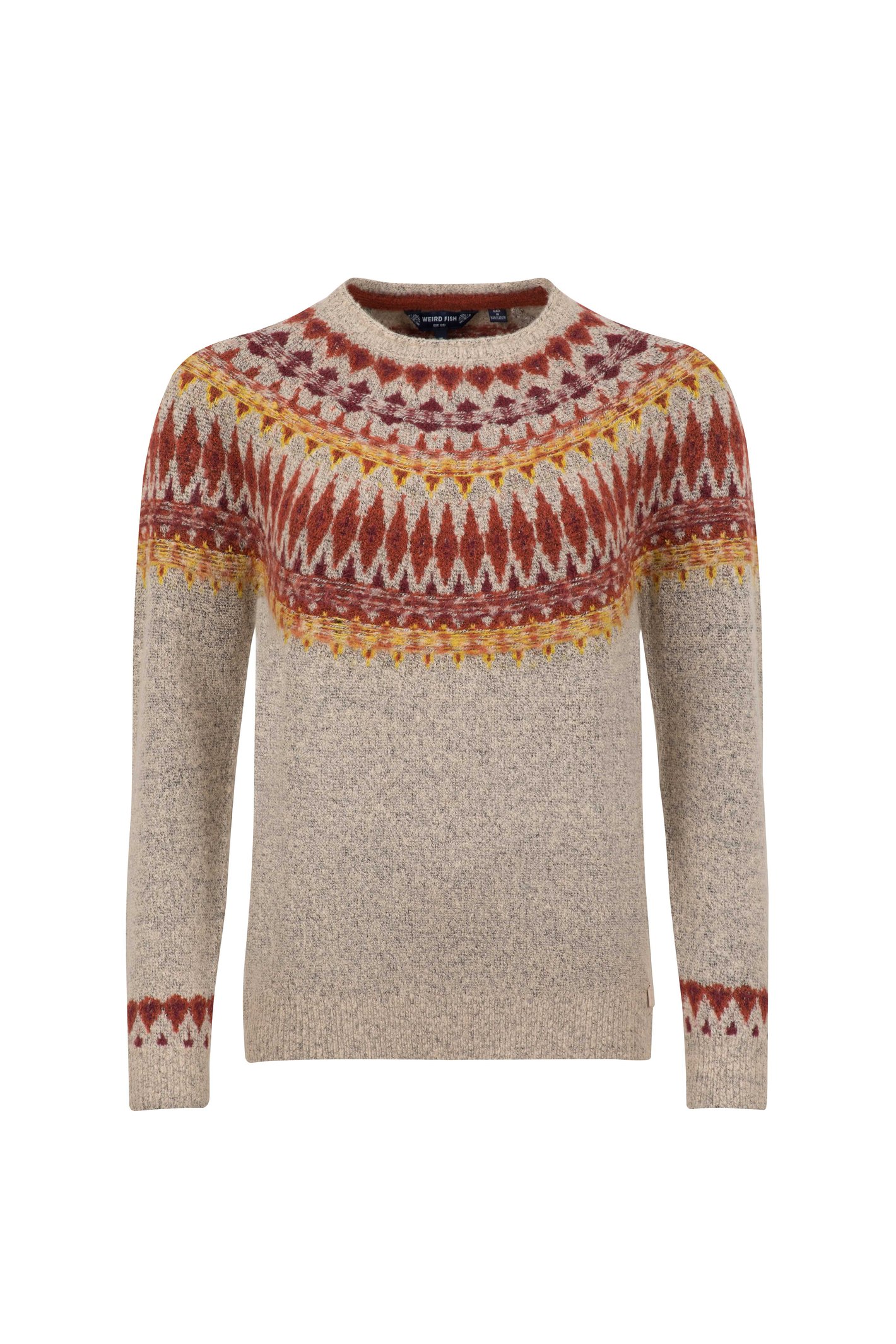Weird Fish Lowell Fair Isle Jumper Chalk Size Weird Fish Lowell Fair Isle Jumper Chalk Size