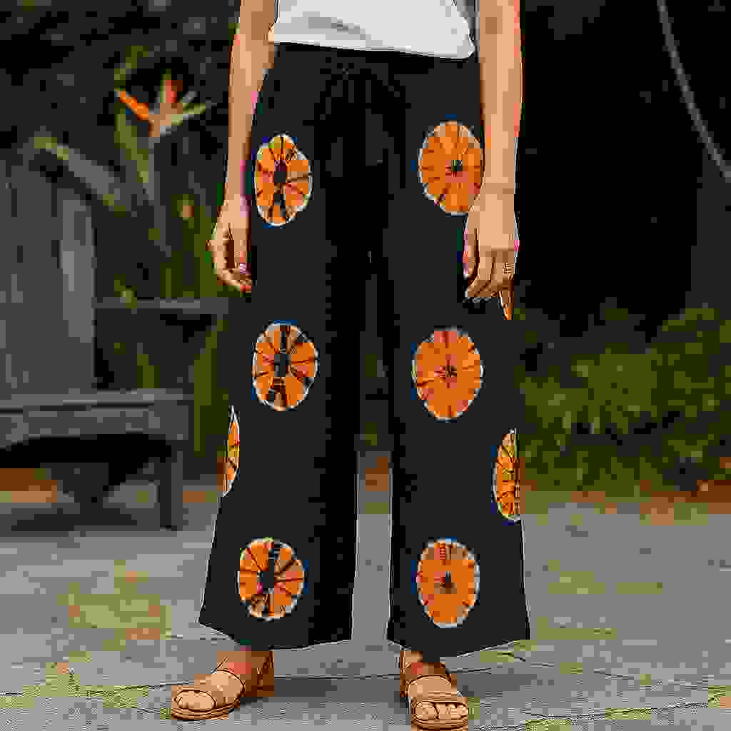 Japanese-Inspired Navy Orange Tie-Dye Wide-Leg Lounge Pants Japanese-Inspired Navy Orange Tie-Dye Wide-Leg Lounge Pants