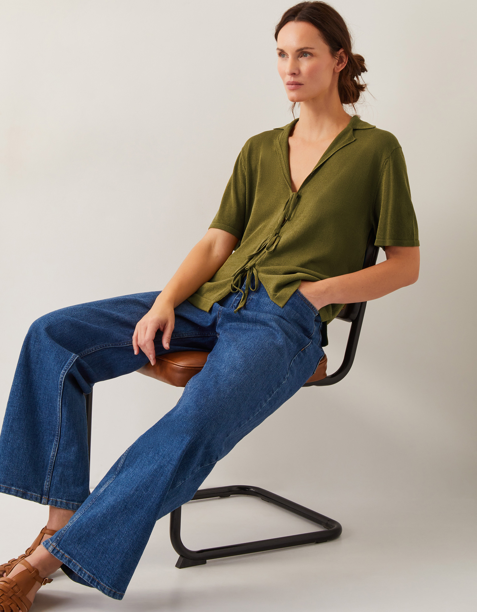 Tia Tie Knitted Cardigan Green