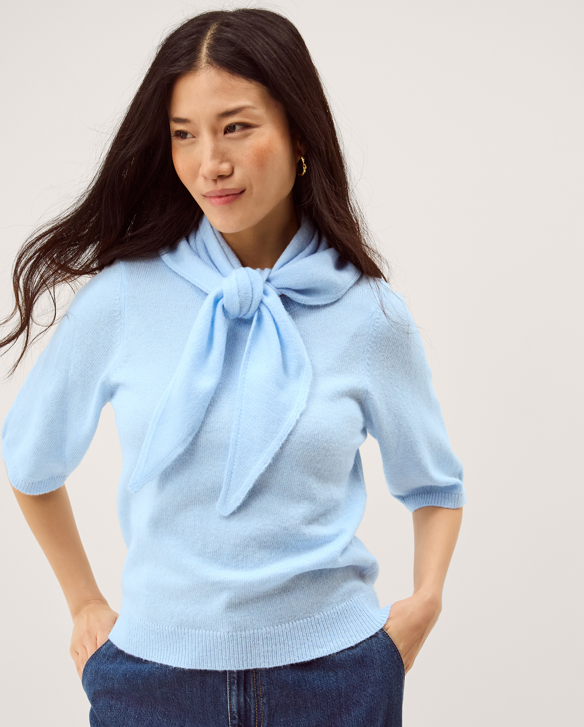 Sadie Scarf Knit Jumper Blue