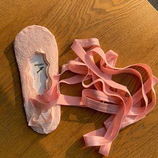 Balletcore Tie-Up No Show Socks Pink