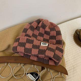 Checker Chunky Knit Beanie Pink Checker Chunky Knit Beanie Pink