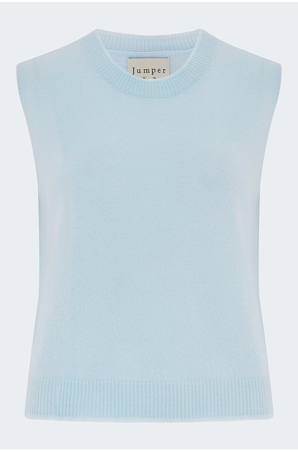 Jumper – Distressed Knit Tank in Pale Blue
