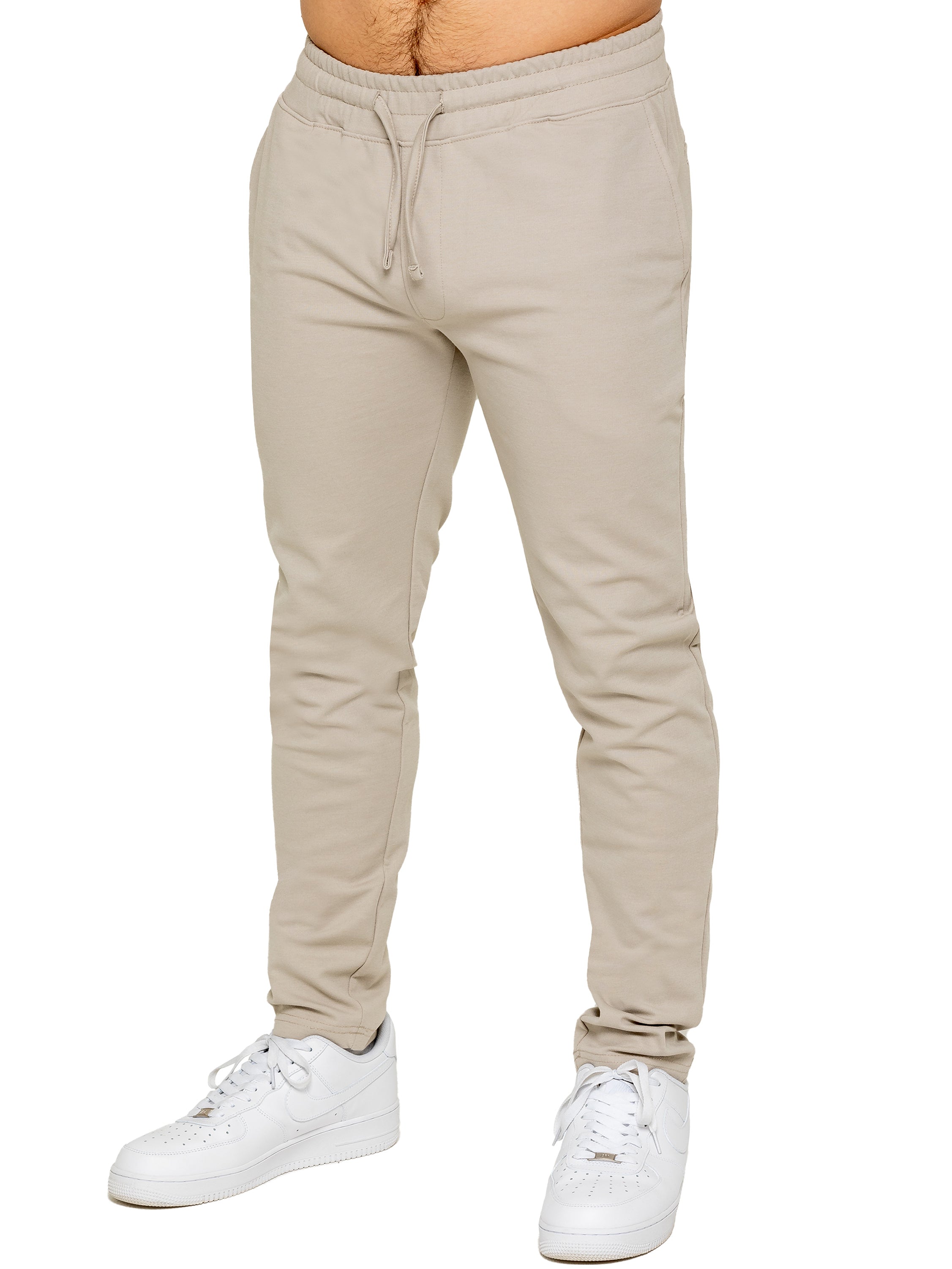Smart Stretch Mens Joggers – Black Elastic Waistband with Adjustable Drawstring & Premium Stretch Fabric for All Seasons Comfort – Beige Short