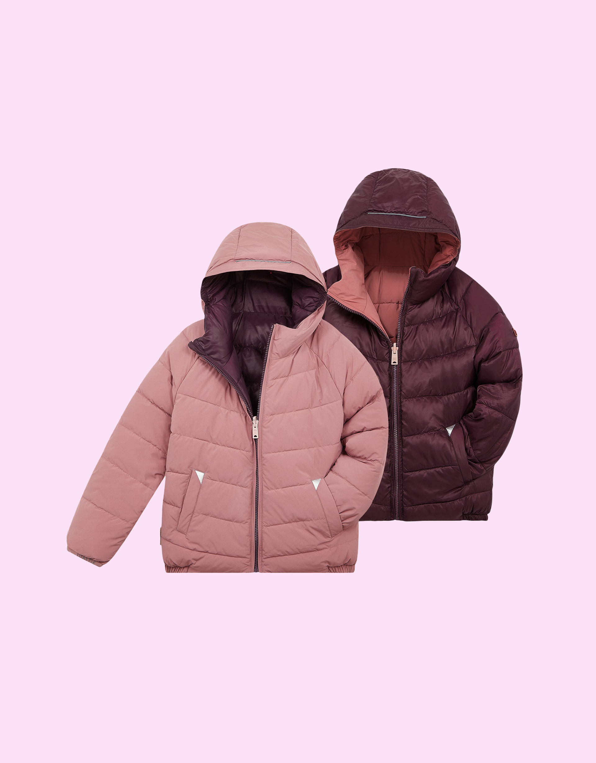 Töastie Reversible Water Repellent Puffer Jacket Pink