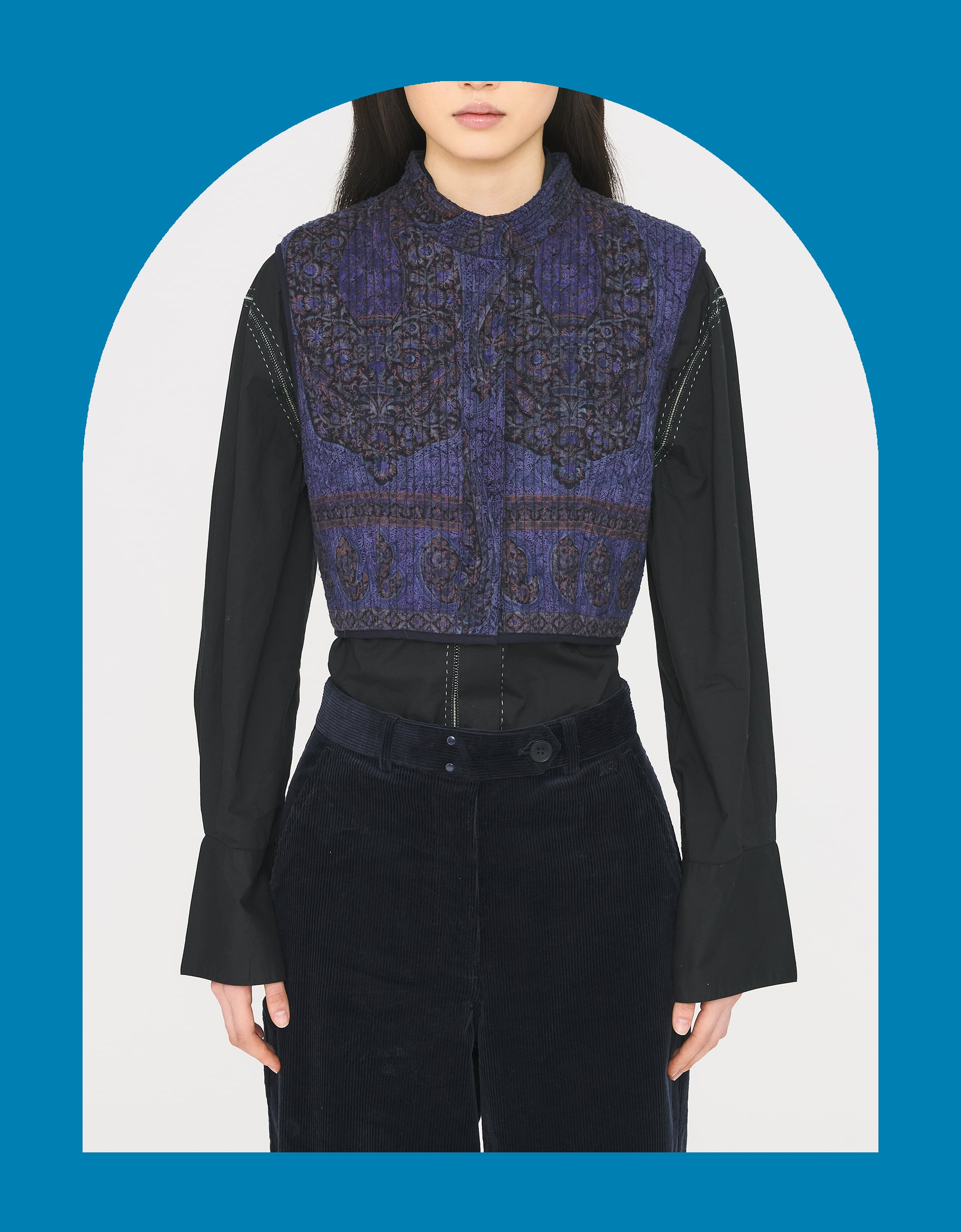 Antik Batik Tamari Paisley Jacquard Quilted Waistcoat Blue Antik Batik Tamari Paisley Jacquard Quilted Waistcoat Blue