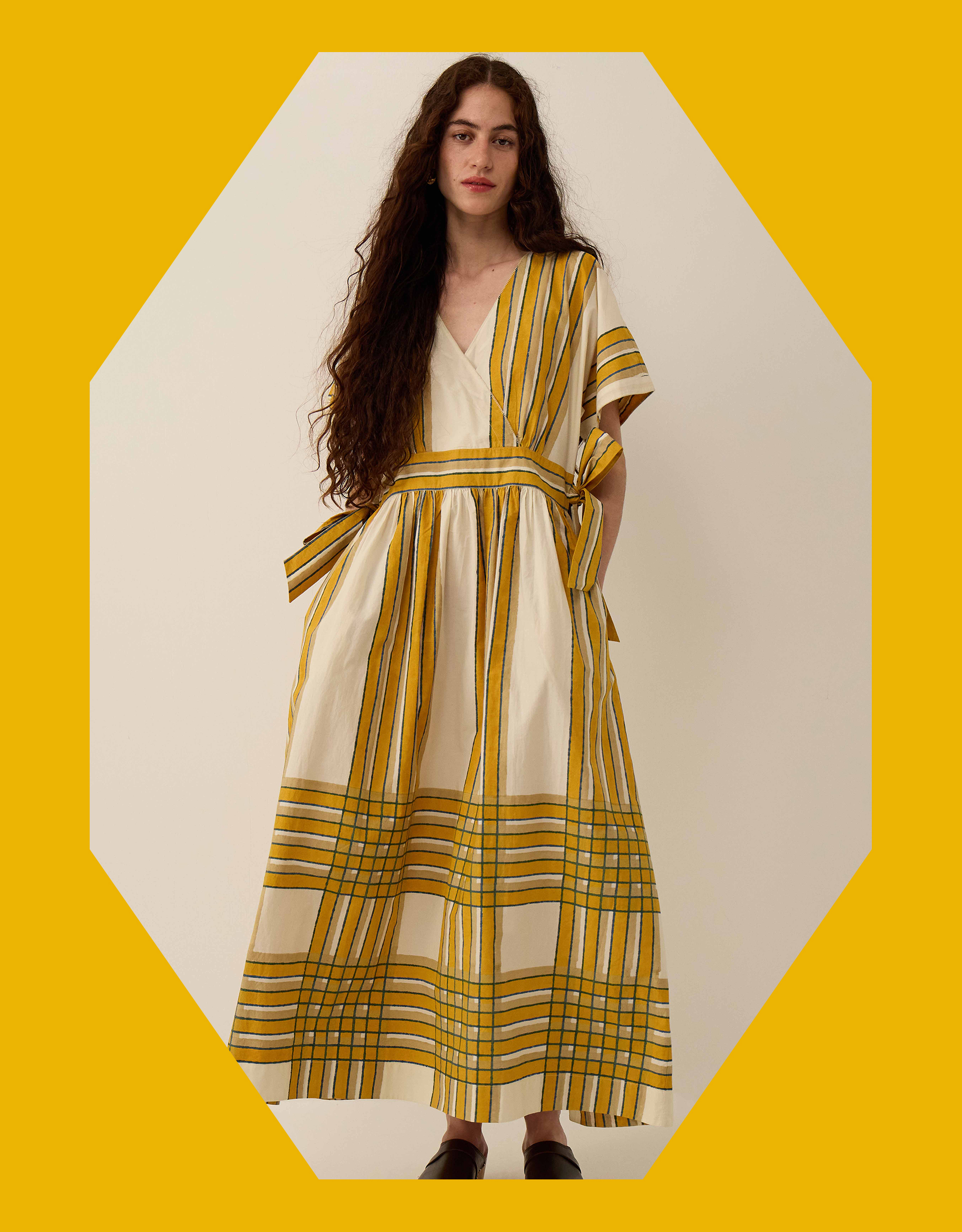 East Alana Stripe Tie Side Maxi Dress Yellow East Alana Stripe Tie Side Maxi Dress Yellow