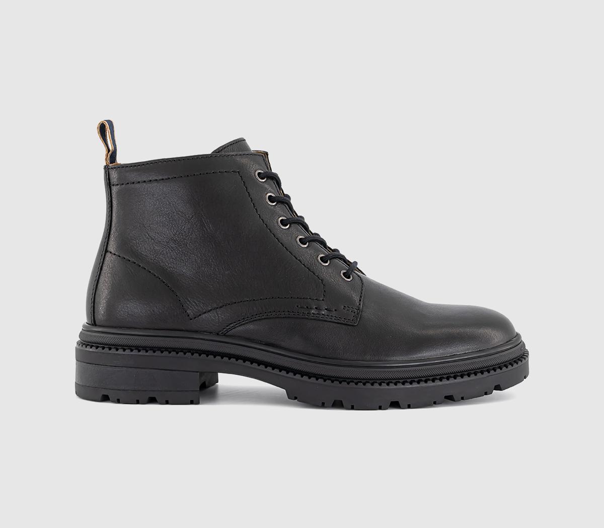 OFFICE Mens Bowie Chunky Leather Lace Boots Black OFFICE Mens Bowie Chunky Leather Lace Boots Black