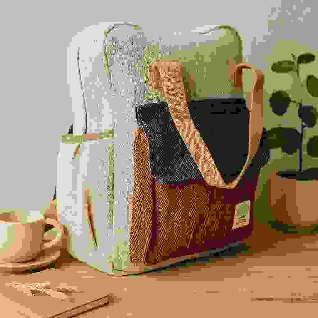 Hemp Backpack Herringbone Cream Dark Blue Red Hemp Backpack Herringbone Cream Dark Blue Red