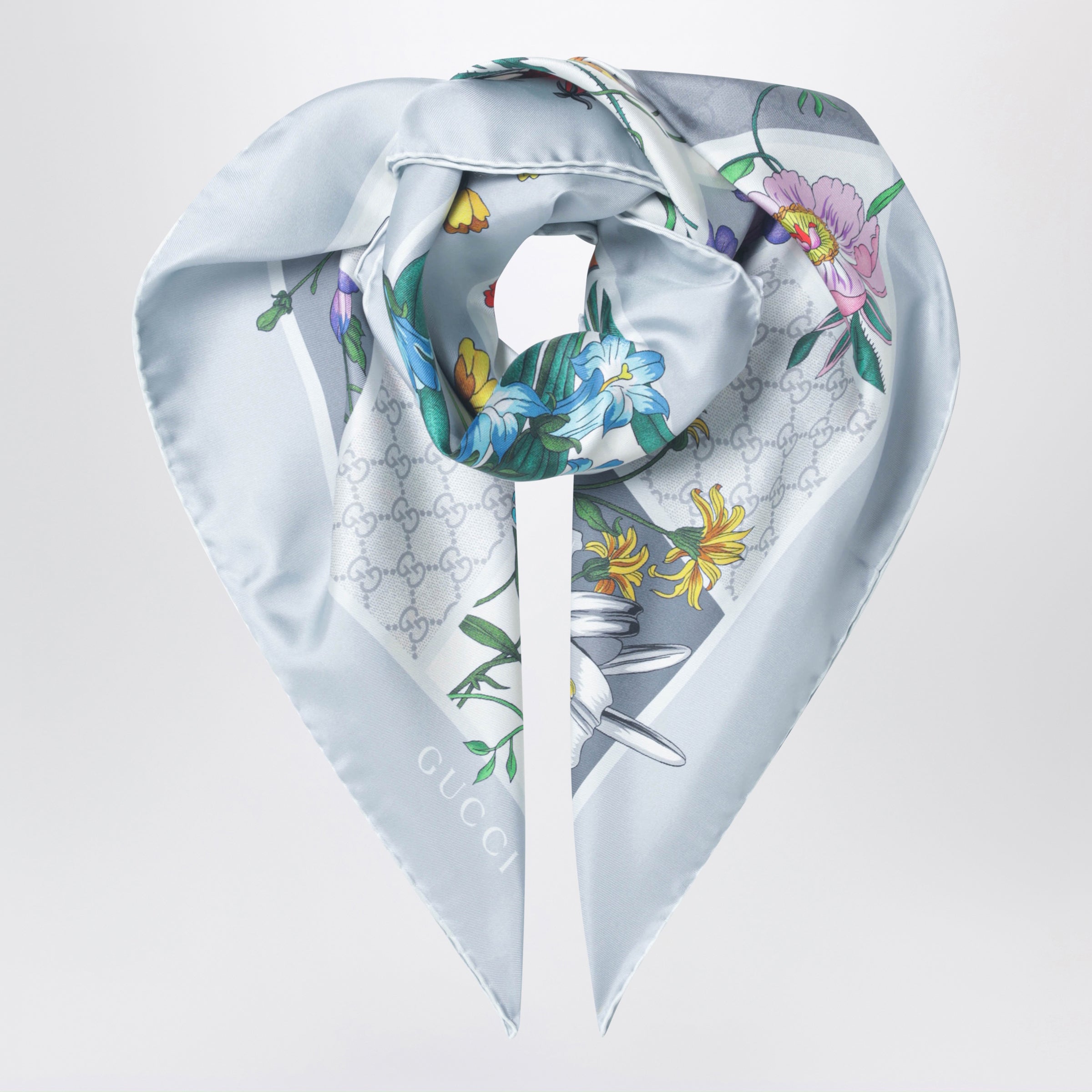 Silk twill scarf with Flora print Silk twill scarf with Flora print