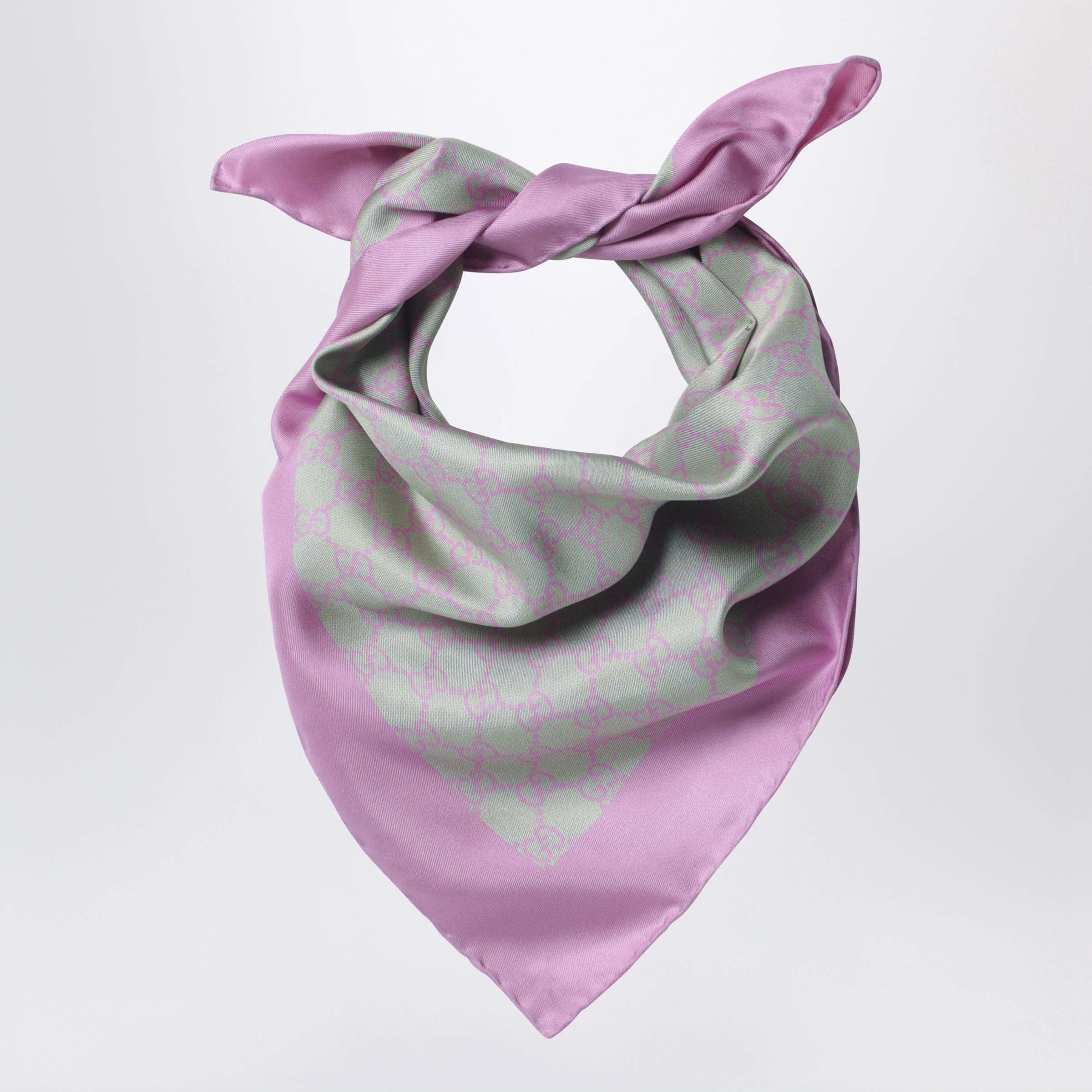 Aqua green and pink silk twill scarf Aqua green and pink silk twill scarf