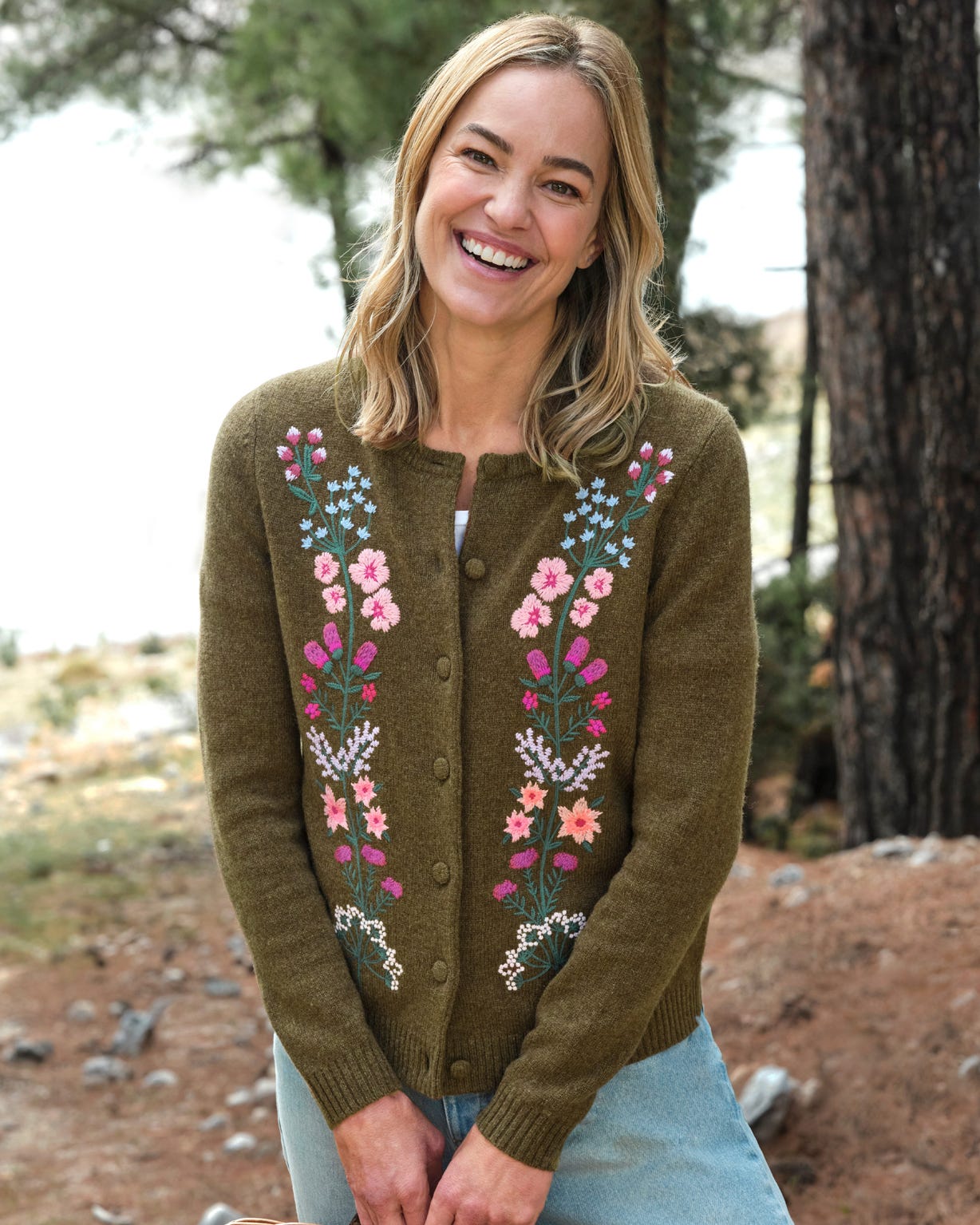 Damart Woolovers Wool Embroidered Cardigan