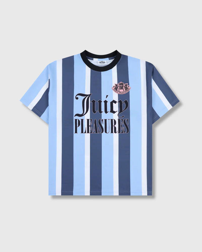 ‘Juicy by PLEASURES’ BLUE STRIPED SPORT SHIRT – Blue ‘Juicy by PLEASURES’ BLUE STRIPED SPORT SHIRT – Blue
