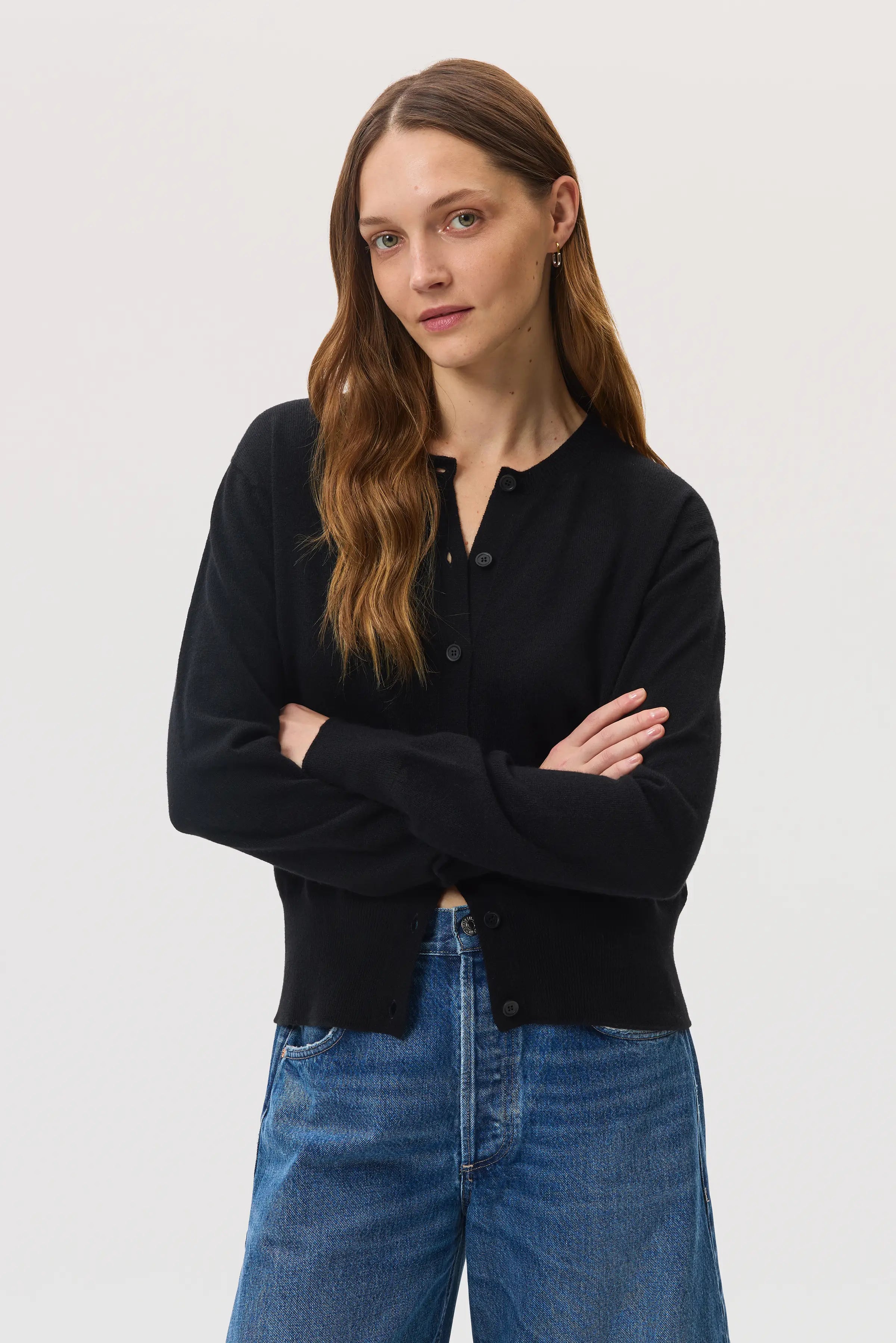 Classic Black Cashmere Cardigan