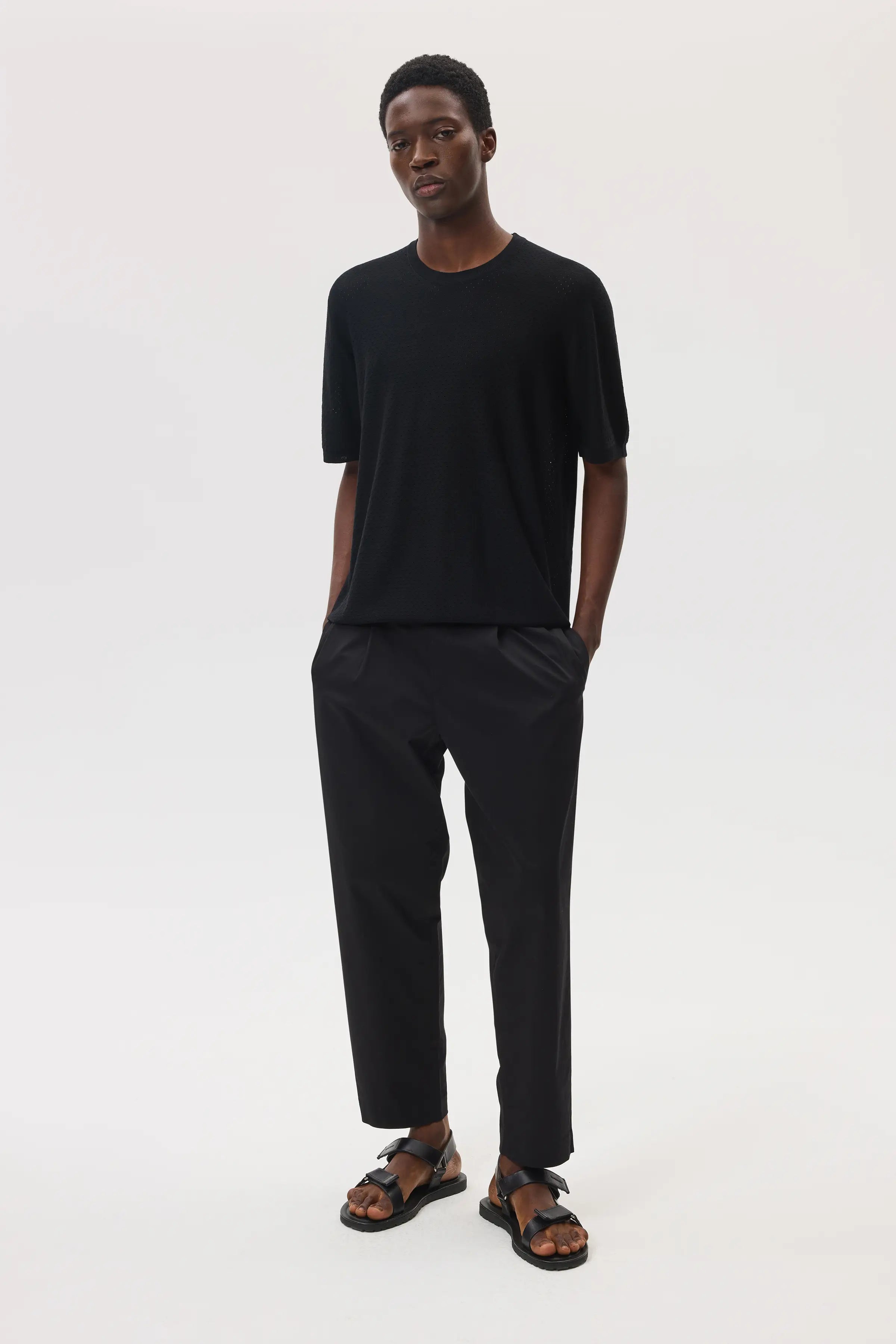 Superfine Merino Mesh Black Shirt