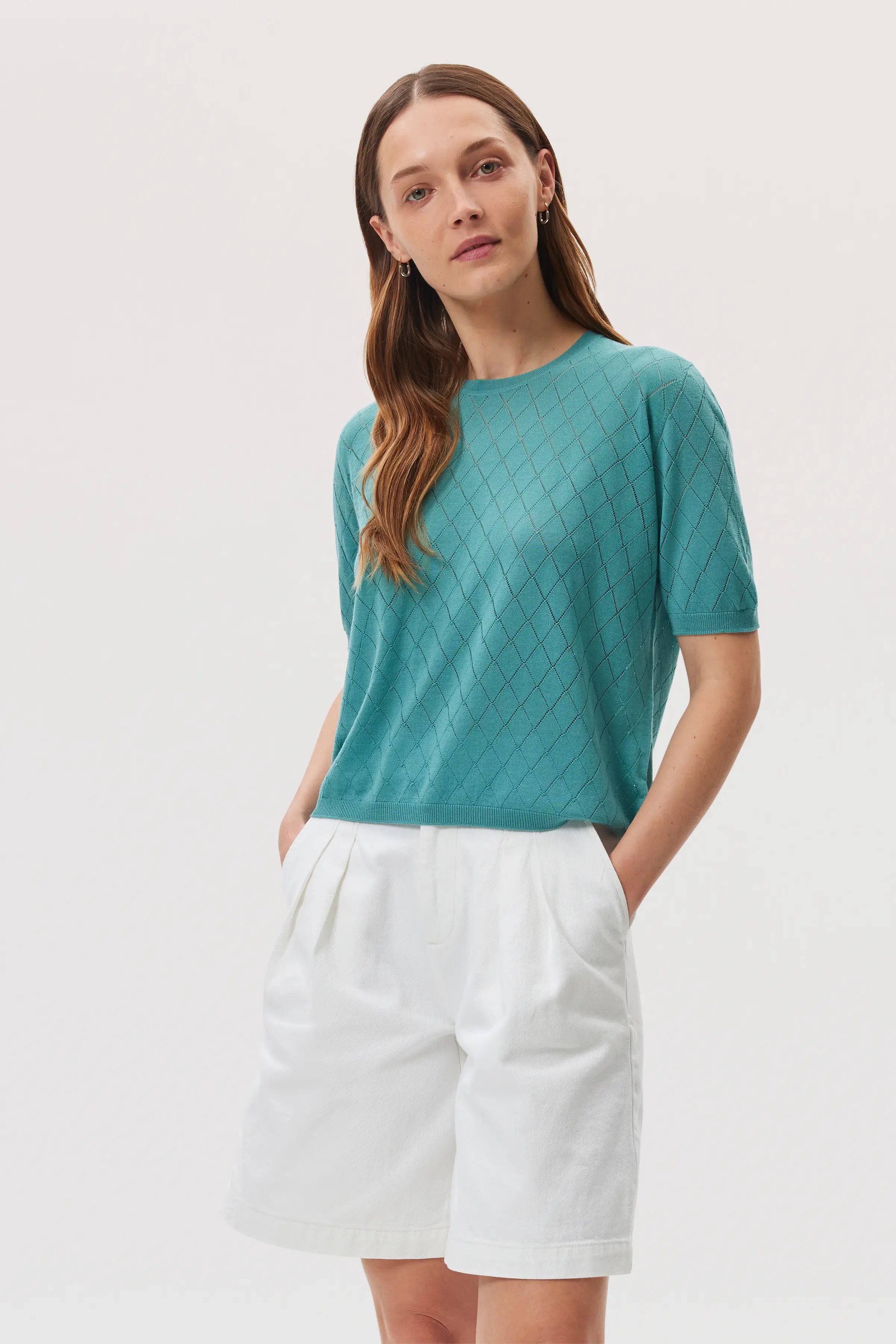 Superfine Merino Pointelle Argyle Green Shirt Superfine Merino Pointelle Argyle Green Shirt