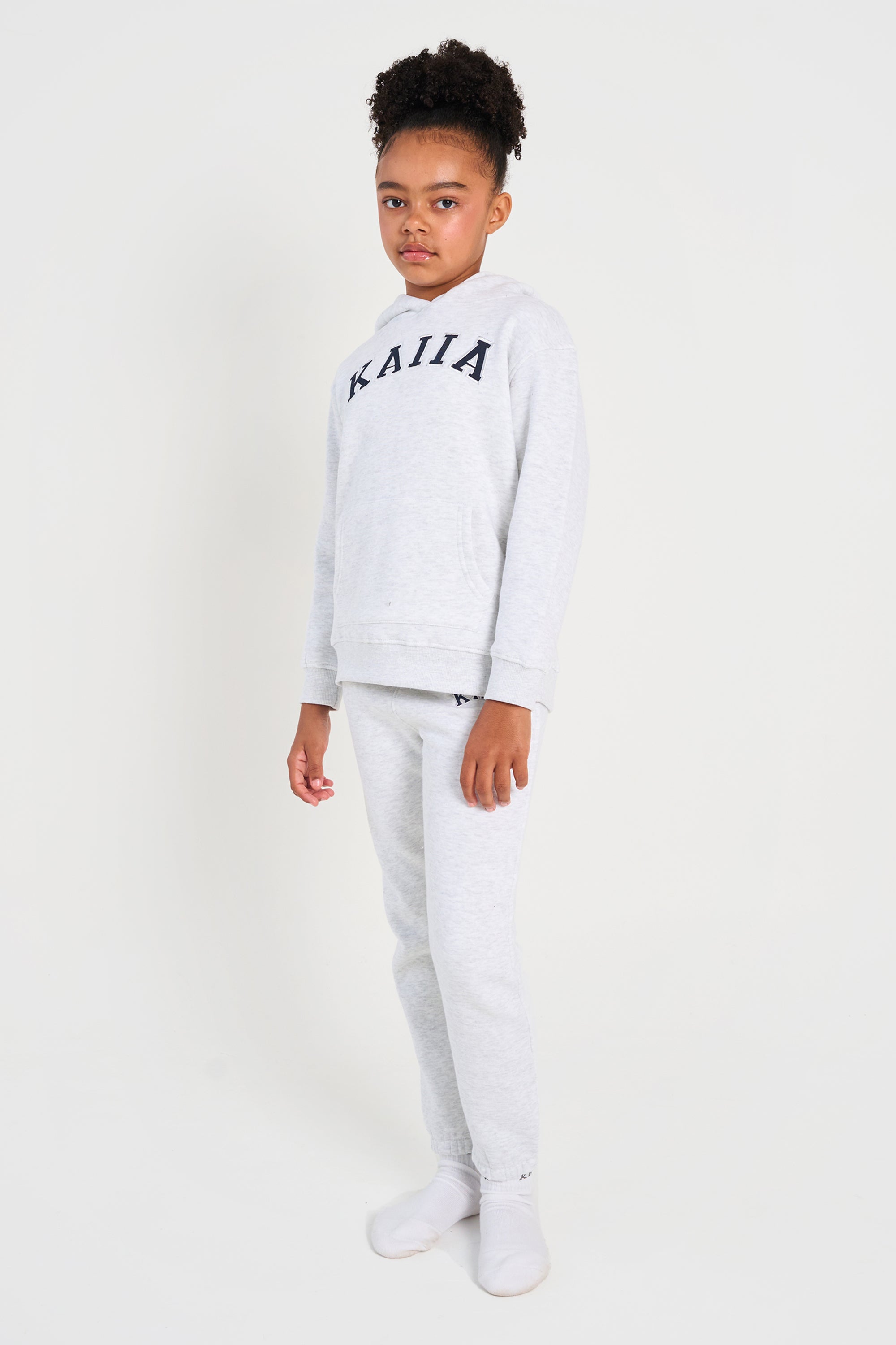 Kaiia Kids Cuffed Joggers Light Grey Marl & Navy Kaiia Kids Cuffed Joggers Light Grey Marl & Navy