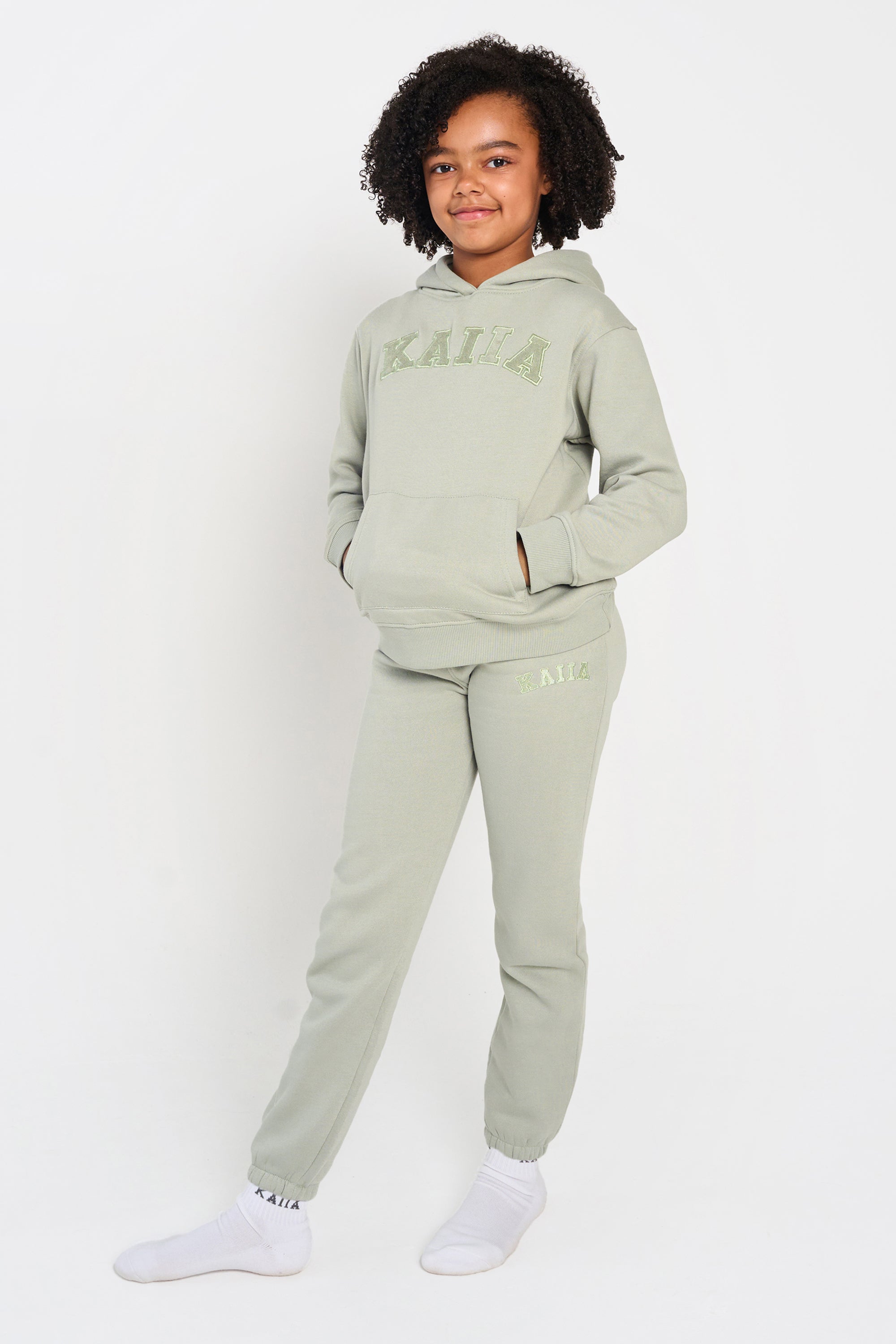 Kaiia Kids Cuffed Joggers Sage Kaiia Kids Cuffed Joggers Sage