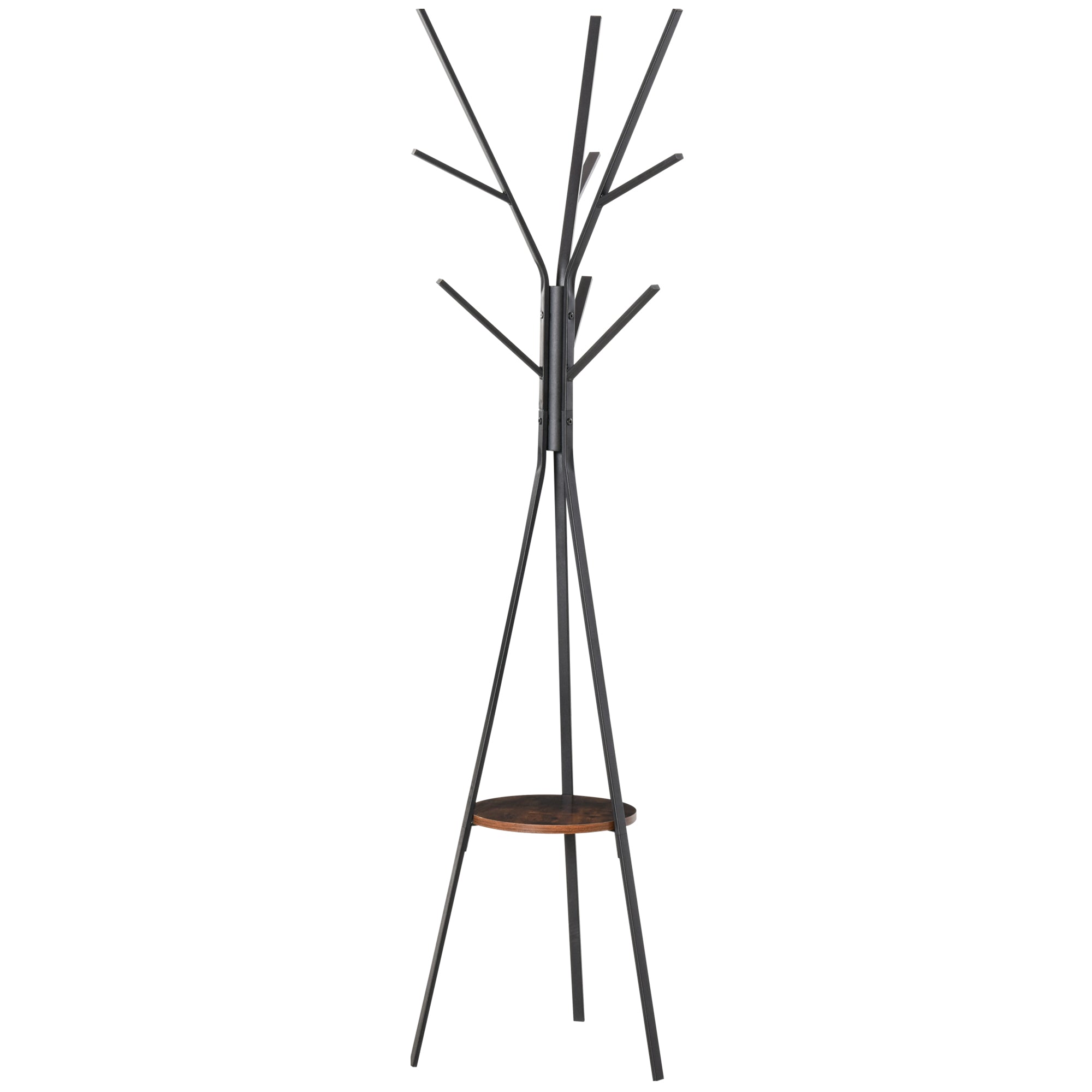 MCL Freestanding Metal Coat Rack Stand Hooks Clothes Tree with Shelf Hat Display Hall Tree Hanger Bag Umbrella Hanging Organiser Brown MCL Freestanding Metal Coat Rack Stand Hooks Clothes Tree with Shelf Hat Display Hall Tree Hanger Bag Umbrella Hanging Organiser Brown