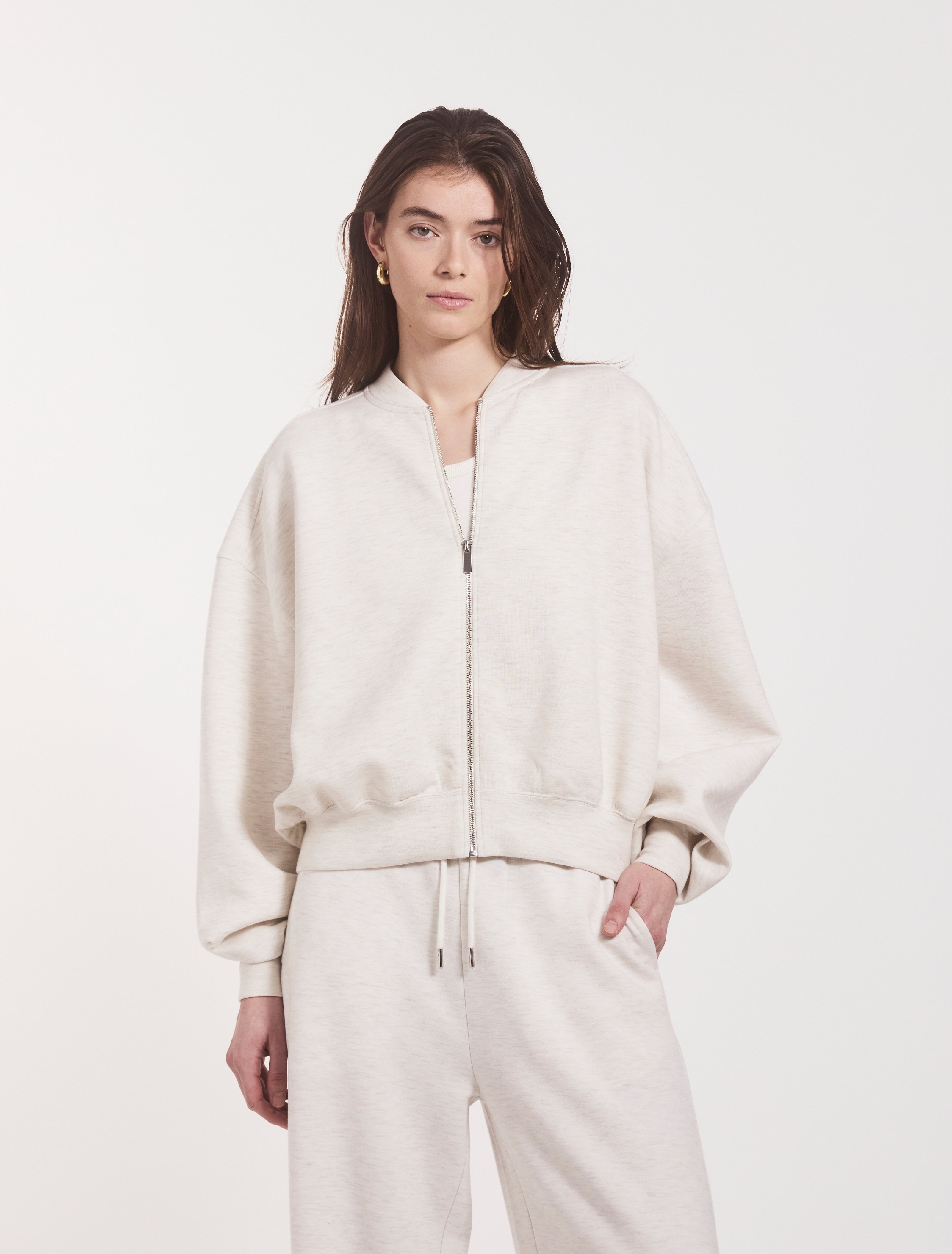 Classic Lounge Zip Jacket in Oatmeal Marl – TENCEL Ninety Percent