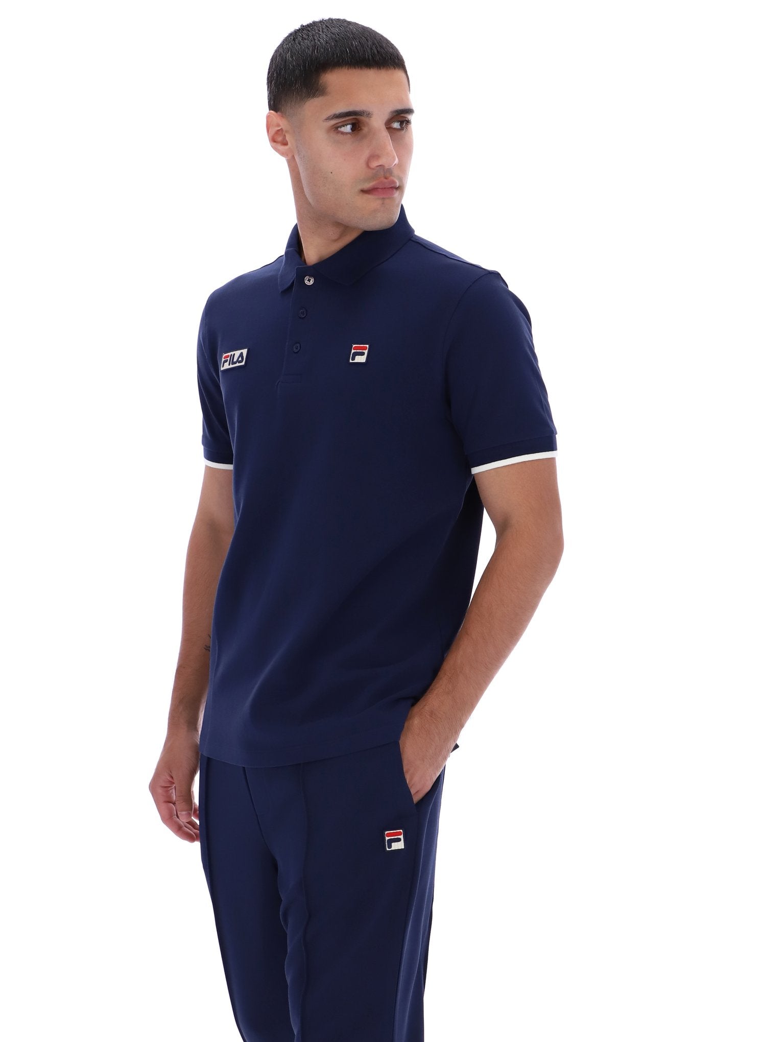 Fila Navy Pablo Three-Button Tipped Rib Polo Shirt –