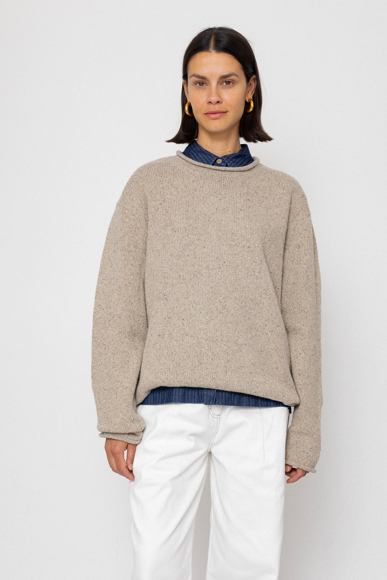 Slouch Crew Jumper – Natural Circle Slouch Crew Jumper – Natural Circle