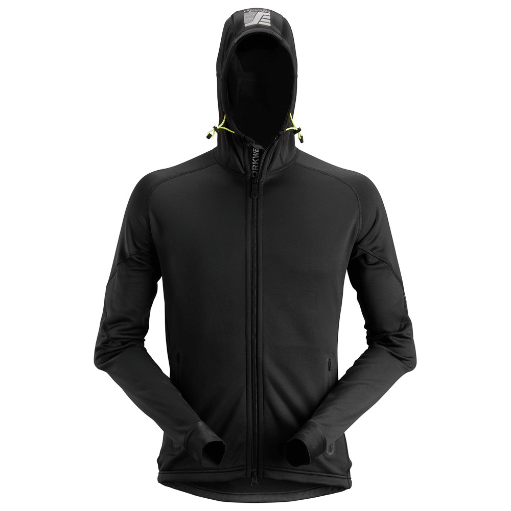 Snickers FlexiWork, Polartec® Power Stretch® . Full Zip Fleece Hoodie – Black Medium Snickers FlexiWork, Polartec® Power Stretch® . Full Zip Fleece Hoodie – Black Medium