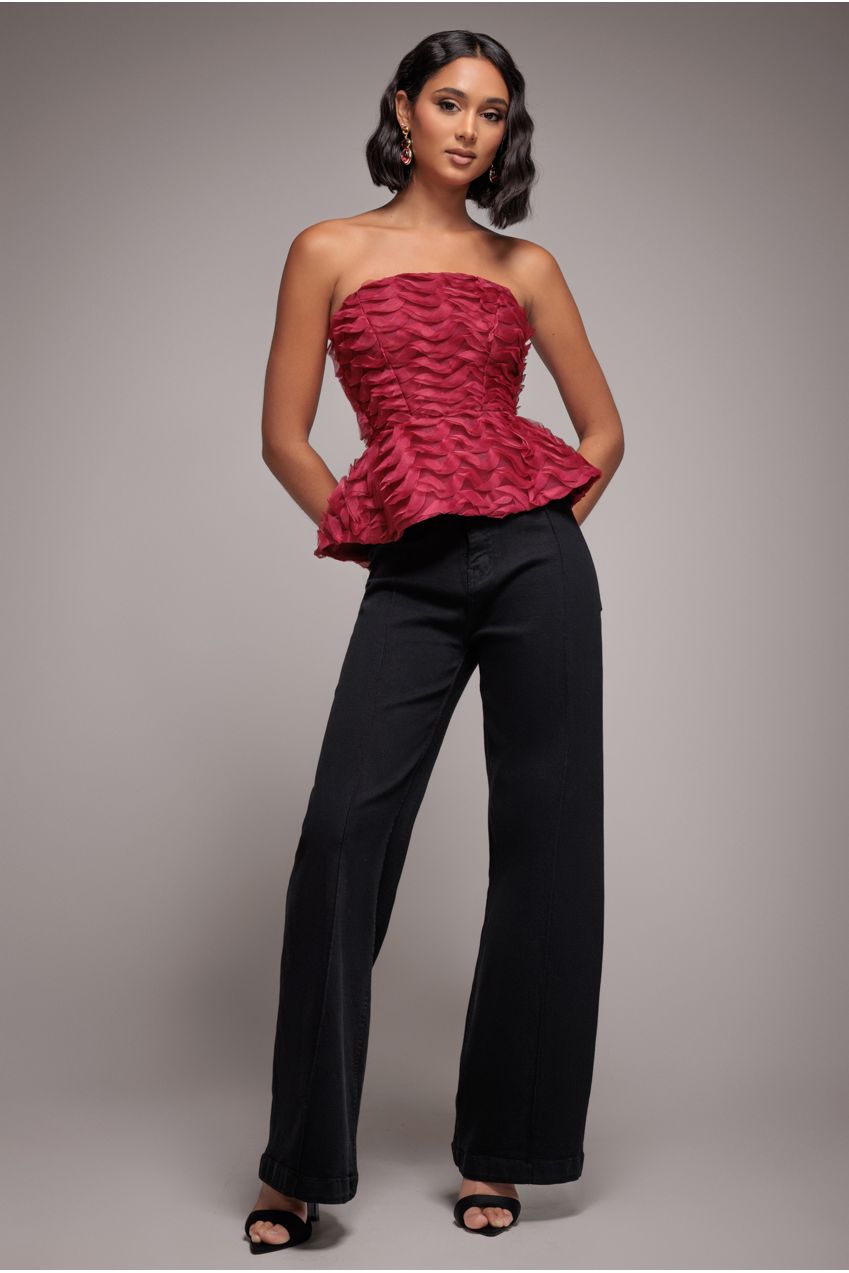 Goddiva denim Wide Leg Stretch Denim Jeans Goddiva denim Wide Leg Stretch Denim Jeans