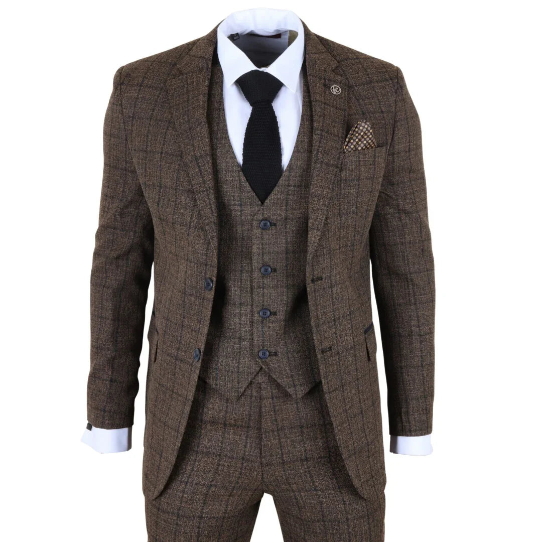 IM – Men’s Dark Brown Piece Plaid Check Suit – ” Jacket ” Trousers IM – Men’s Dark Brown Piece Plaid Check Suit – ” Jacket ” Trousers