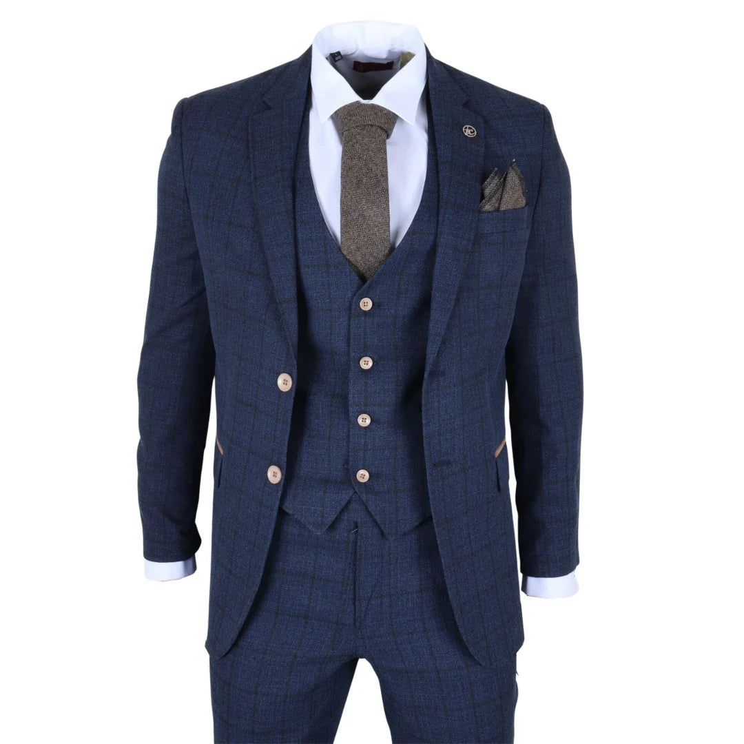 IM – Men’s Navy Piece Plaid Check Suit – ” Jacket ” Trousers IM – Men’s Navy Piece Plaid Check Suit – ” Jacket ” Trousers