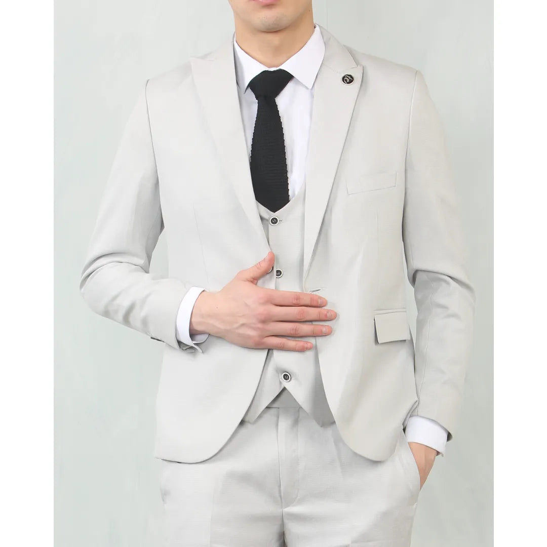 IM – Men’s Light Grey Tailored Fit Wedding Piece Suit – ” Jacket ” Trousers