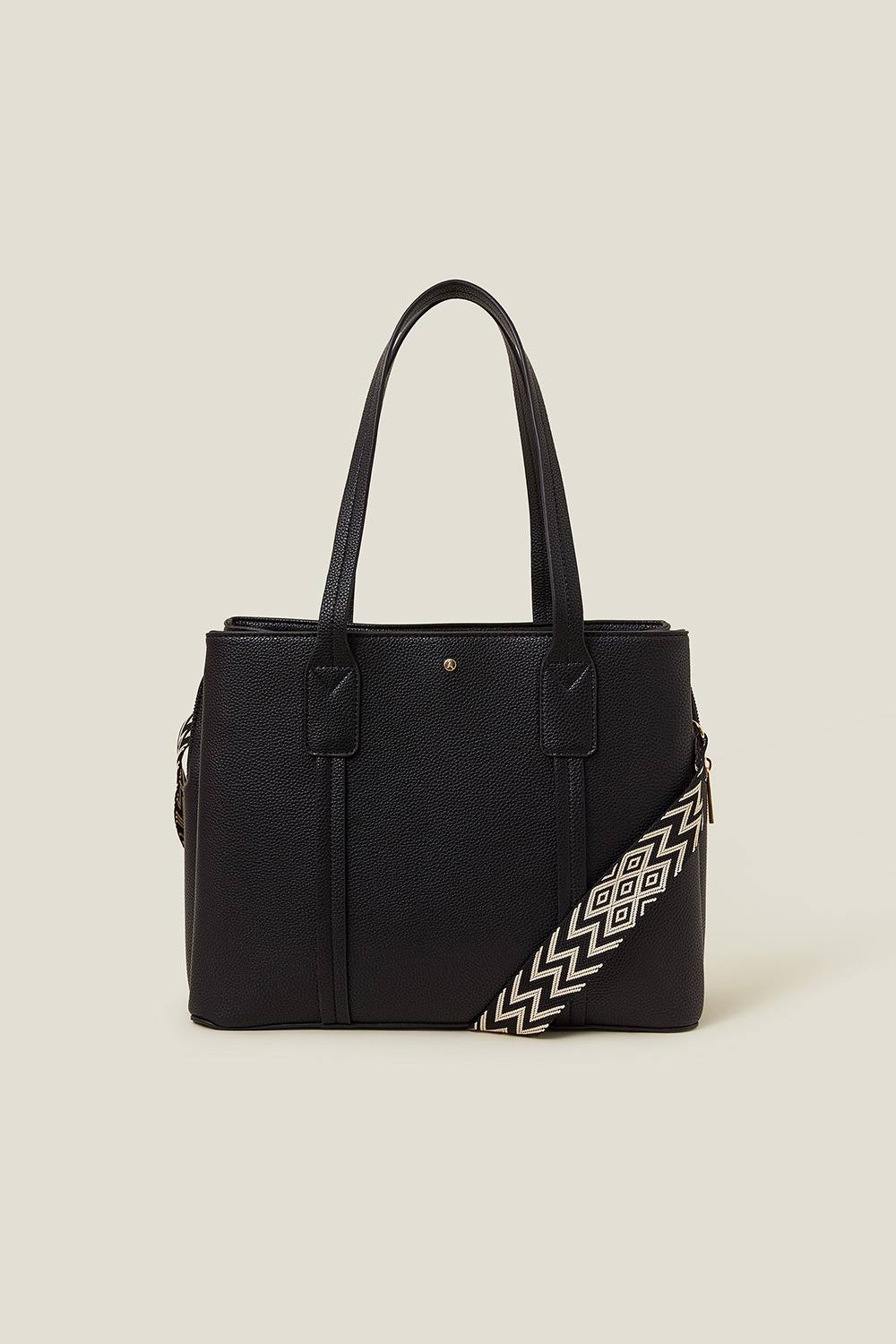 Accessorize Webbing Strap Tote Bag In Black Accessorize Webbing Strap Tote Bag In Black