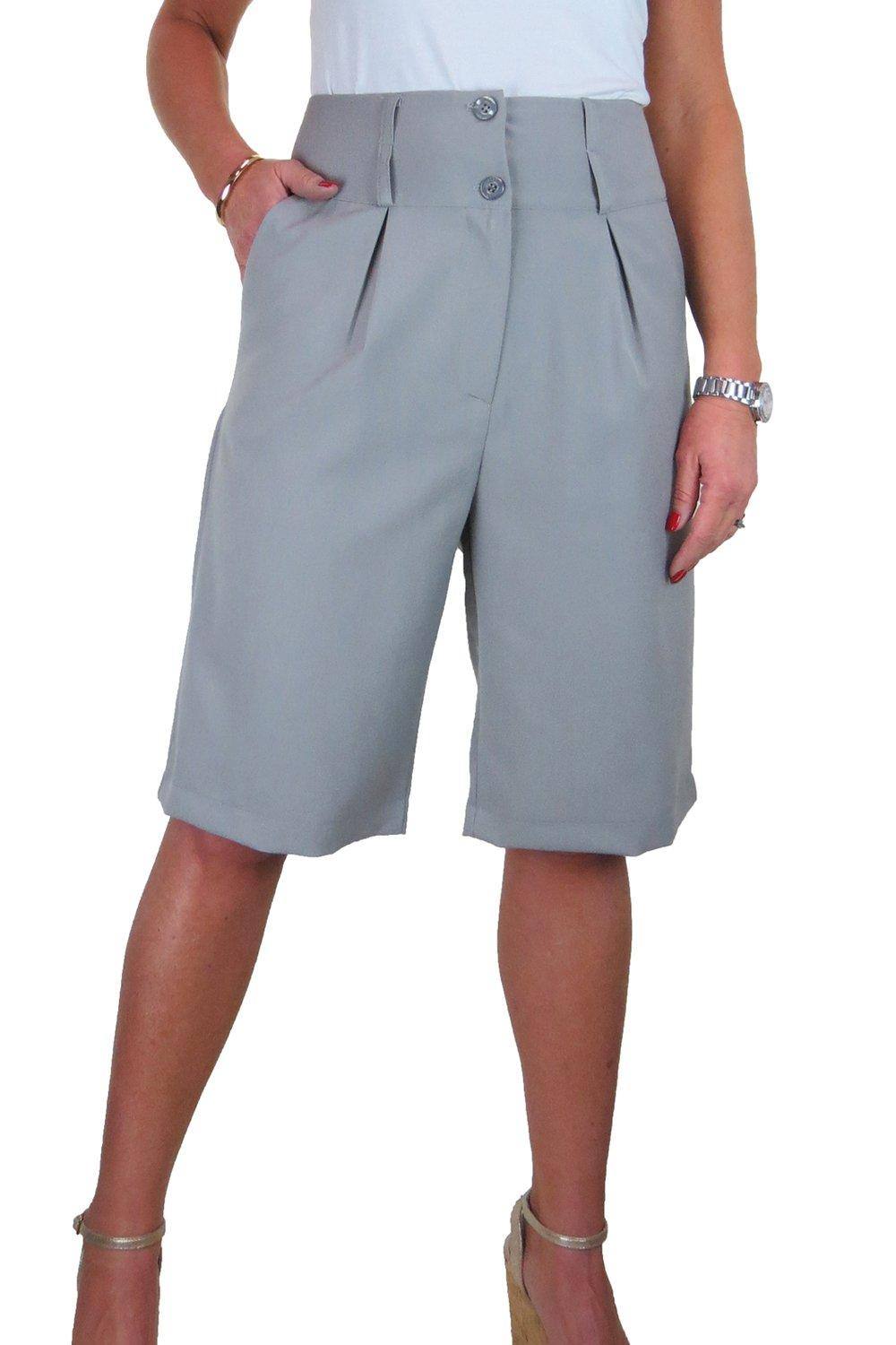 Paulo Due Tailored Wide Leg Knee Shorts In Light Grey