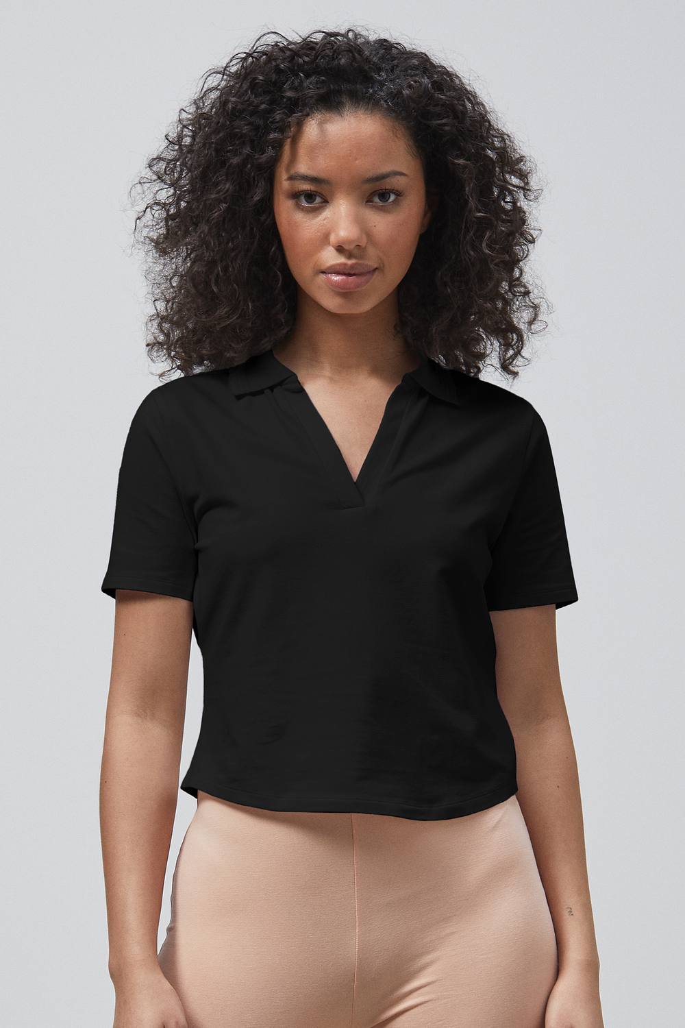 Enorsia V-Neck Polo Shirt In Black