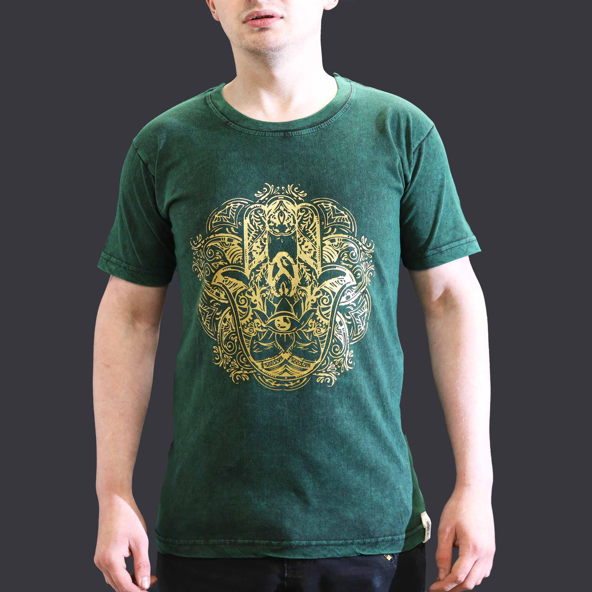 Shirt Hamsa Stone Washed Green Small