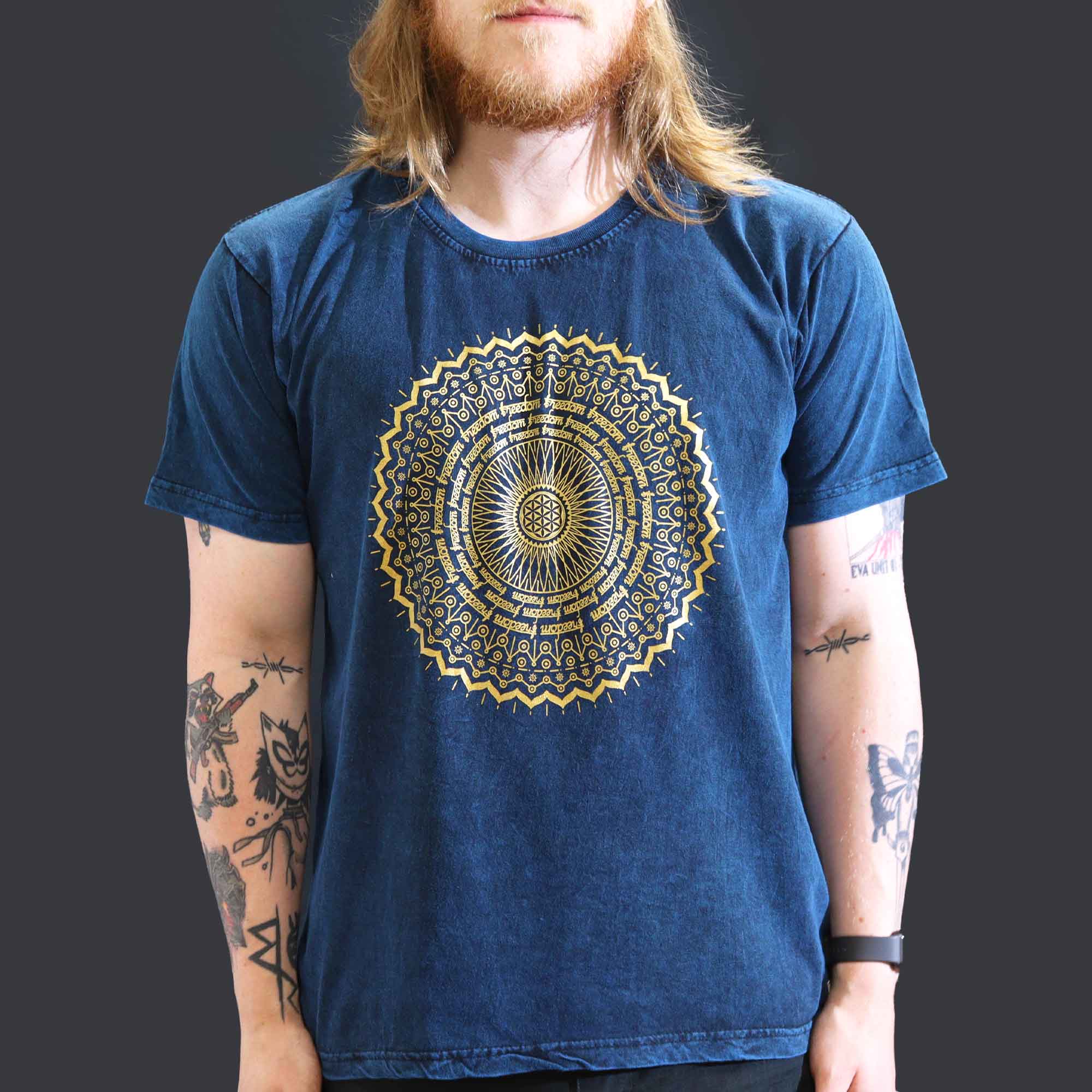 Shirt Stone Washed Mandala Blue Large