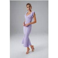 Lavish Alice KAMILA Tie Strap Micro Shell Button Midi Dress in Lilac S Lavish Alice KAMILA Tie Strap Micro Shell Button Midi Dress in Lilac S