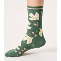 Thought Floral Birds Organic Cotton Crew Socks – Eucalyptus Green – – Thought Floral Birds Organic Cotton Crew Socks – Eucalyptus Green – –