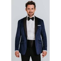 Navy Blue Slim Fit Velvet Jacket Navy Blue Slim Fit Velvet Jacket